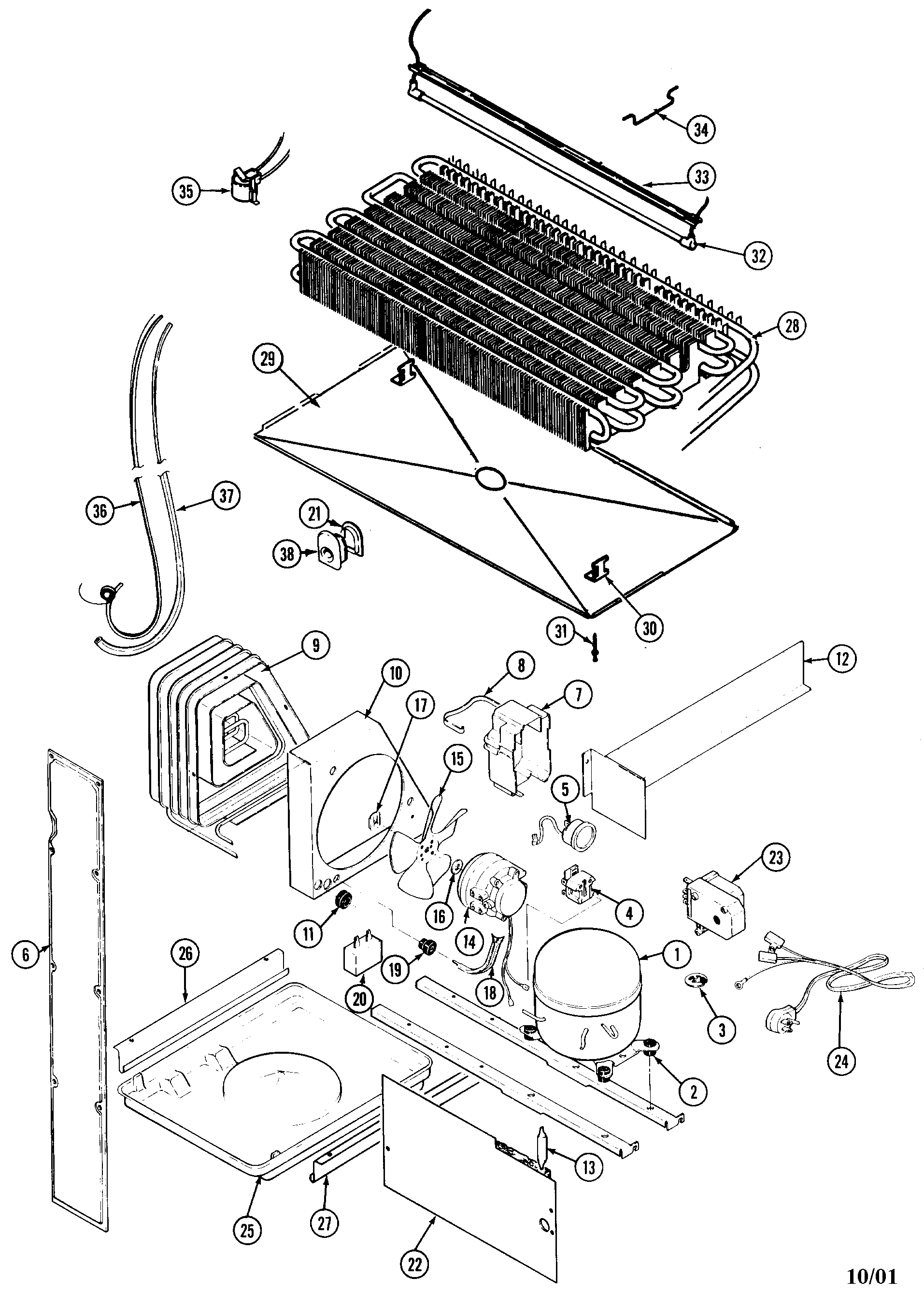 Crosley CT19X3V unit compartment & system diagram