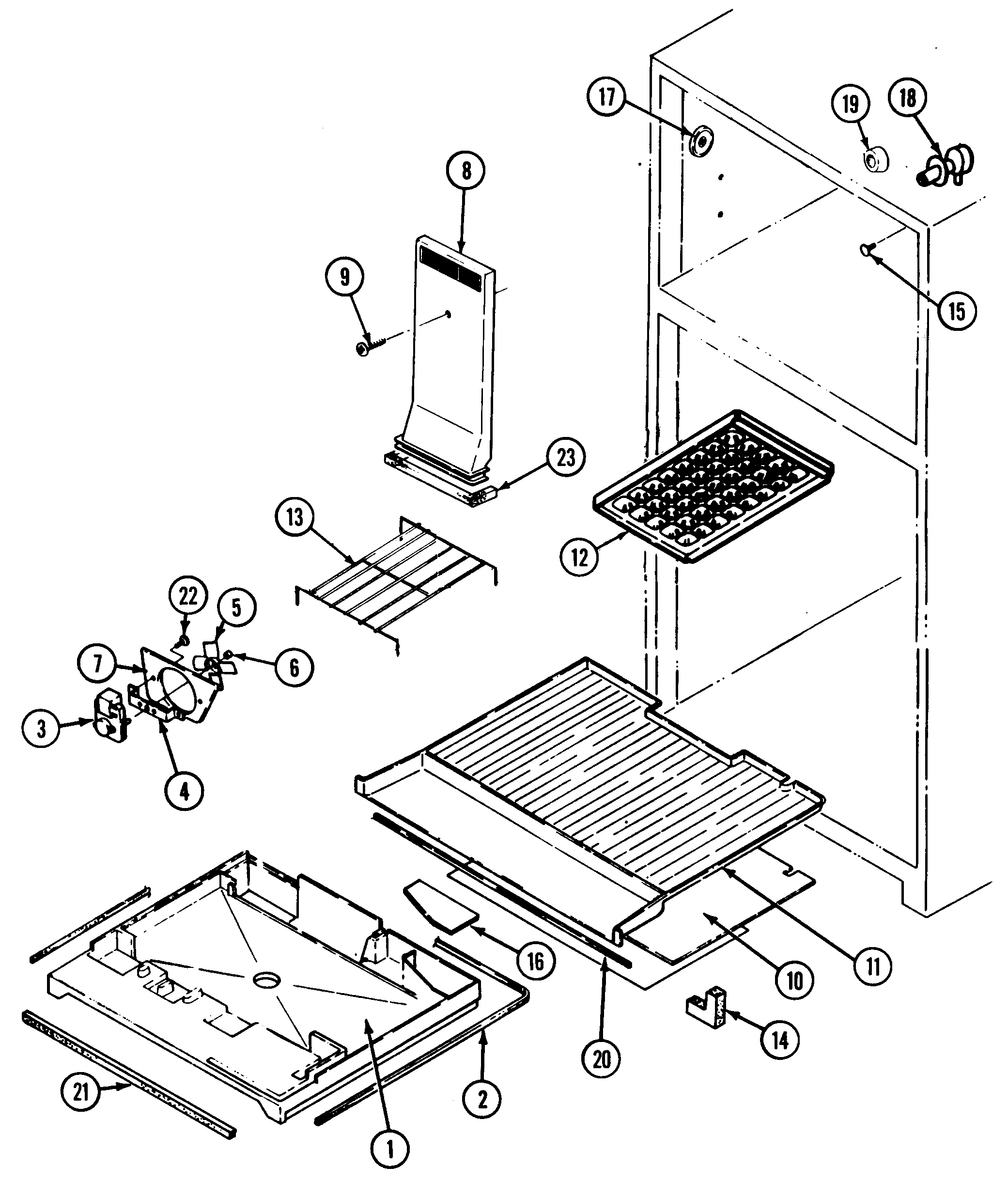 Crosley CT19X3V freezer compartment diagram