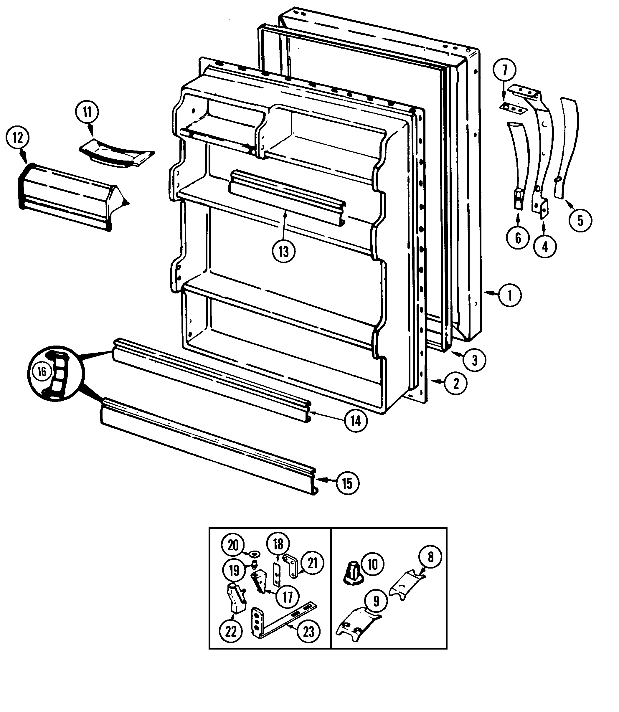Crosley CT19X3V fresh food door diagram