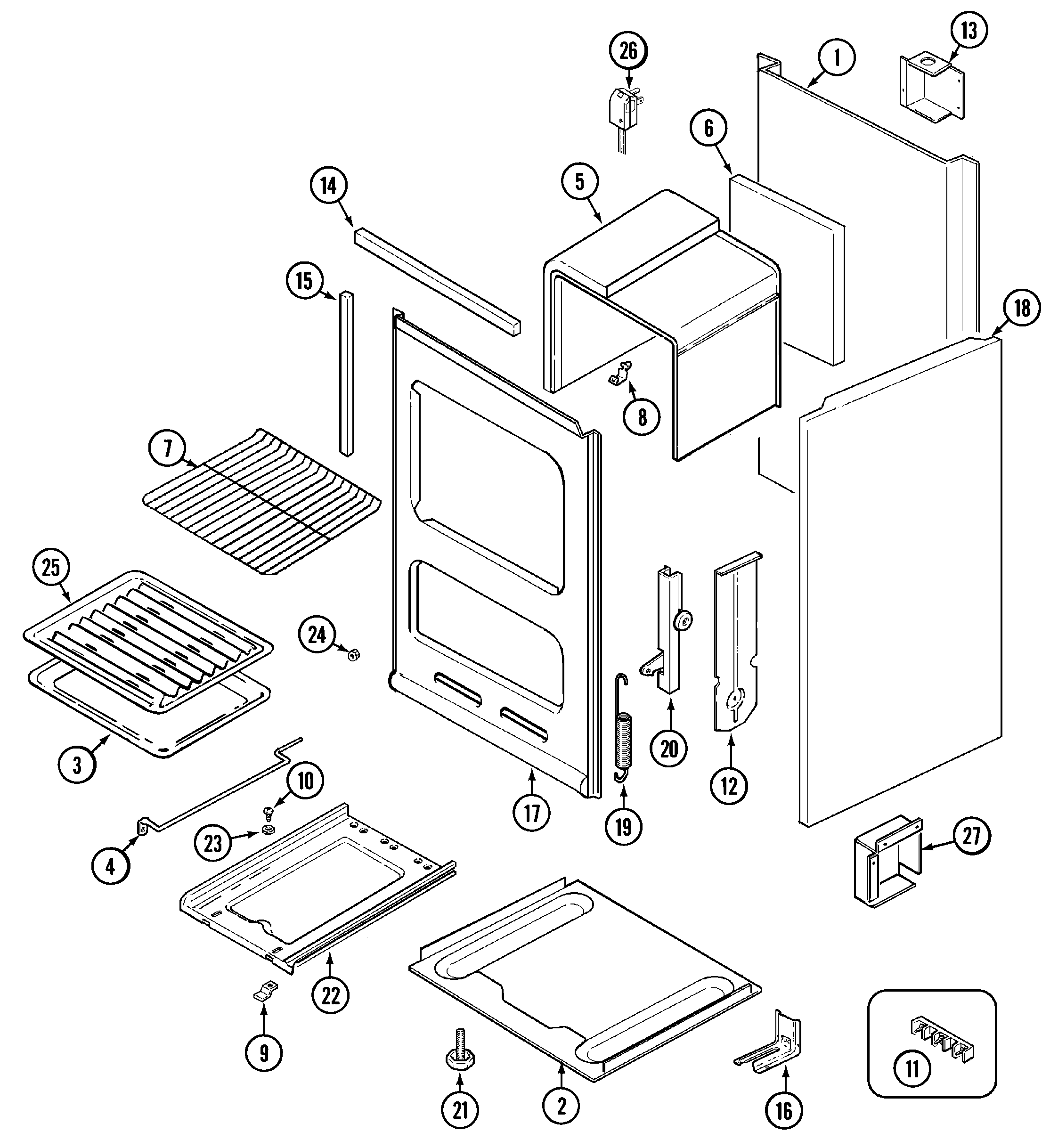 Magic Chef CLL1120ADH body/oven diagram