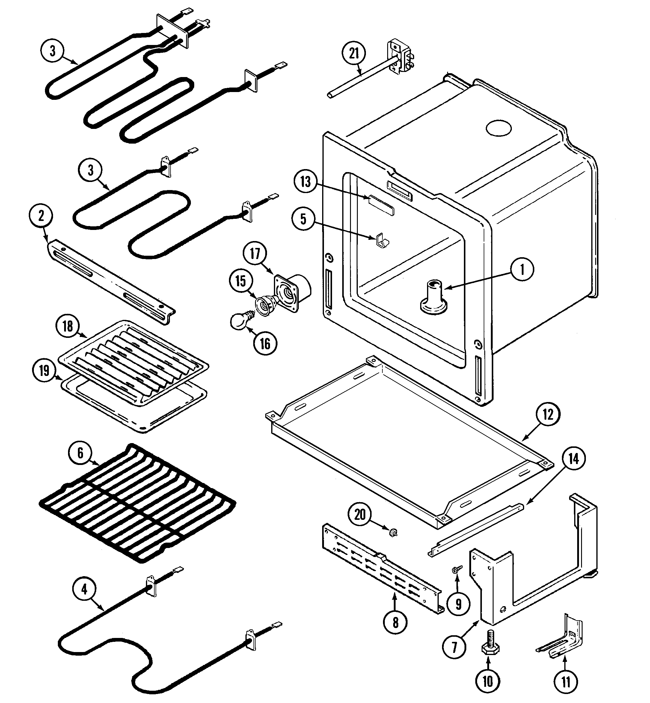 Magic Chef CER1360ACL oven/base diagram