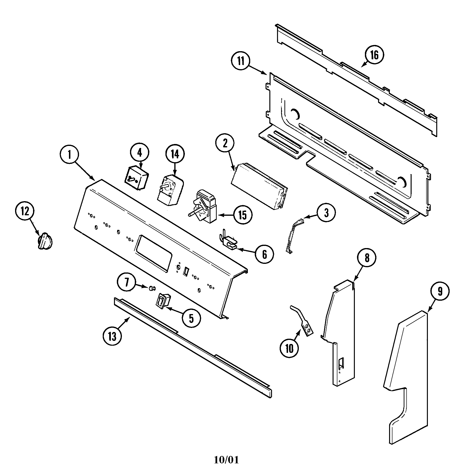 Maytag MER4326AGW control panel diagram