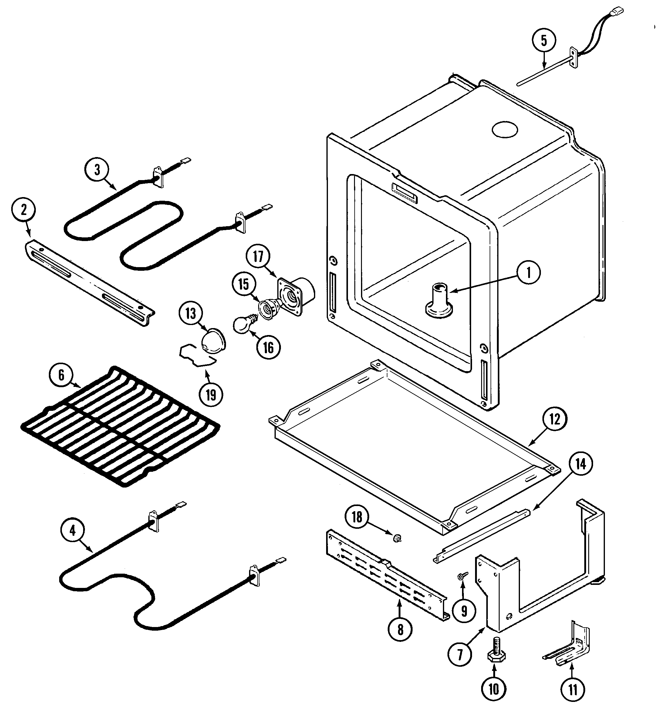 Magic Chef CER3520AGW oven/base diagram