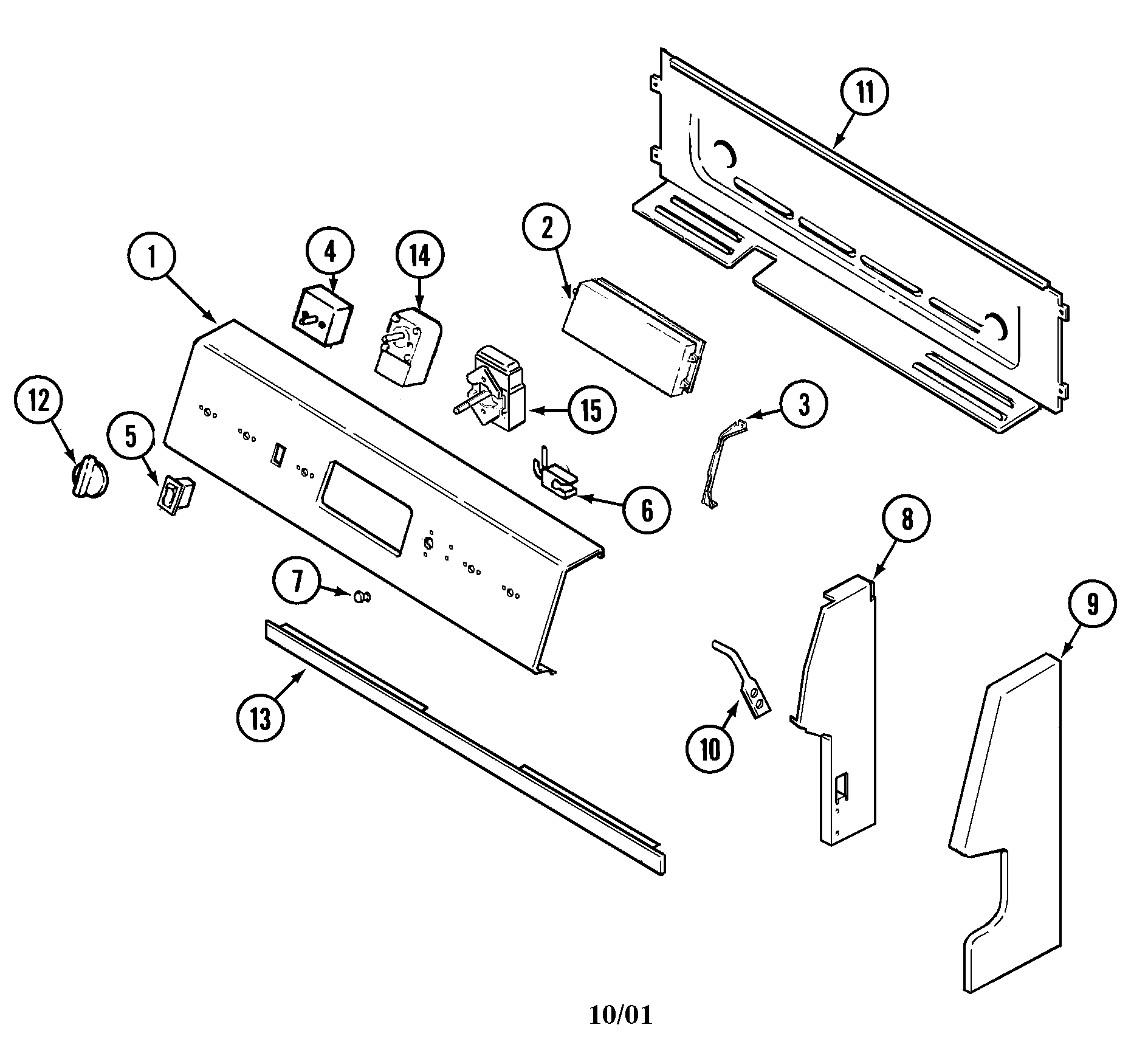 Maytag NER1360AGH control panel diagram