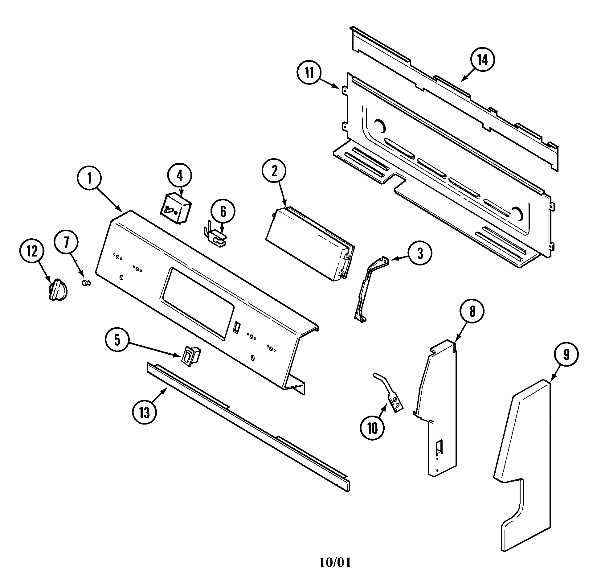 Maytag MER5730AGW control panel diagram