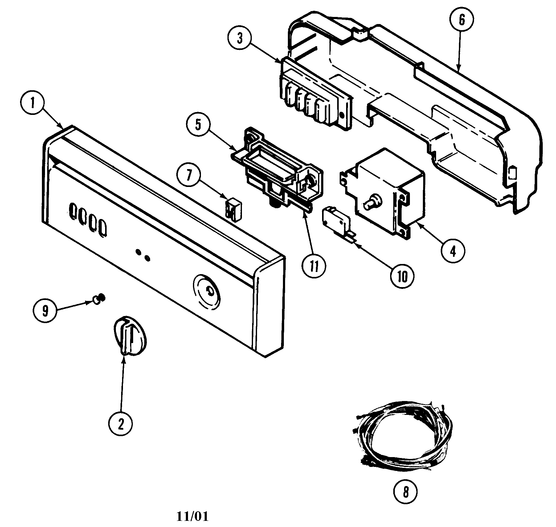 Maytag DWC4910AAW control panel diagram