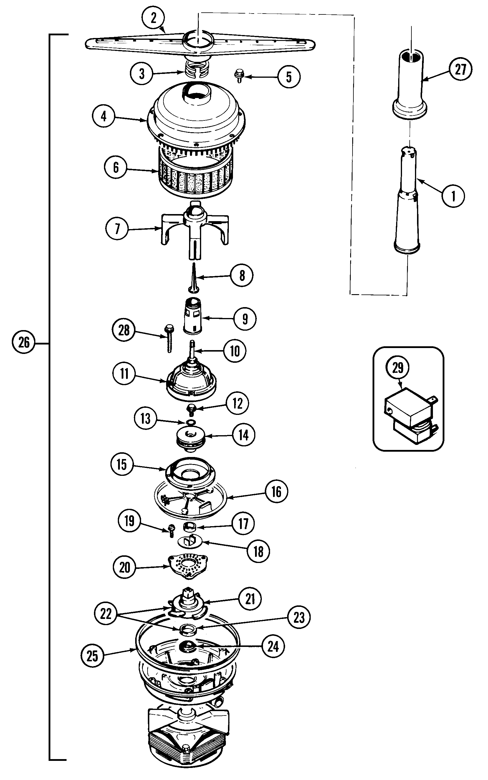 Maytag DWC4910AAW pump & motor diagram