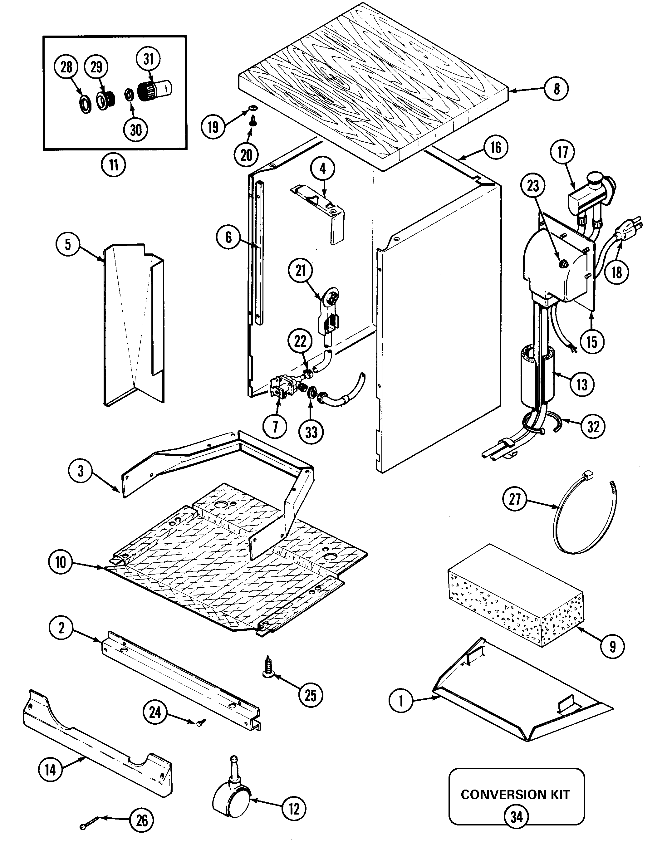 Maytag DWC4910AAW cabinet & faucet coupler assy. diagram