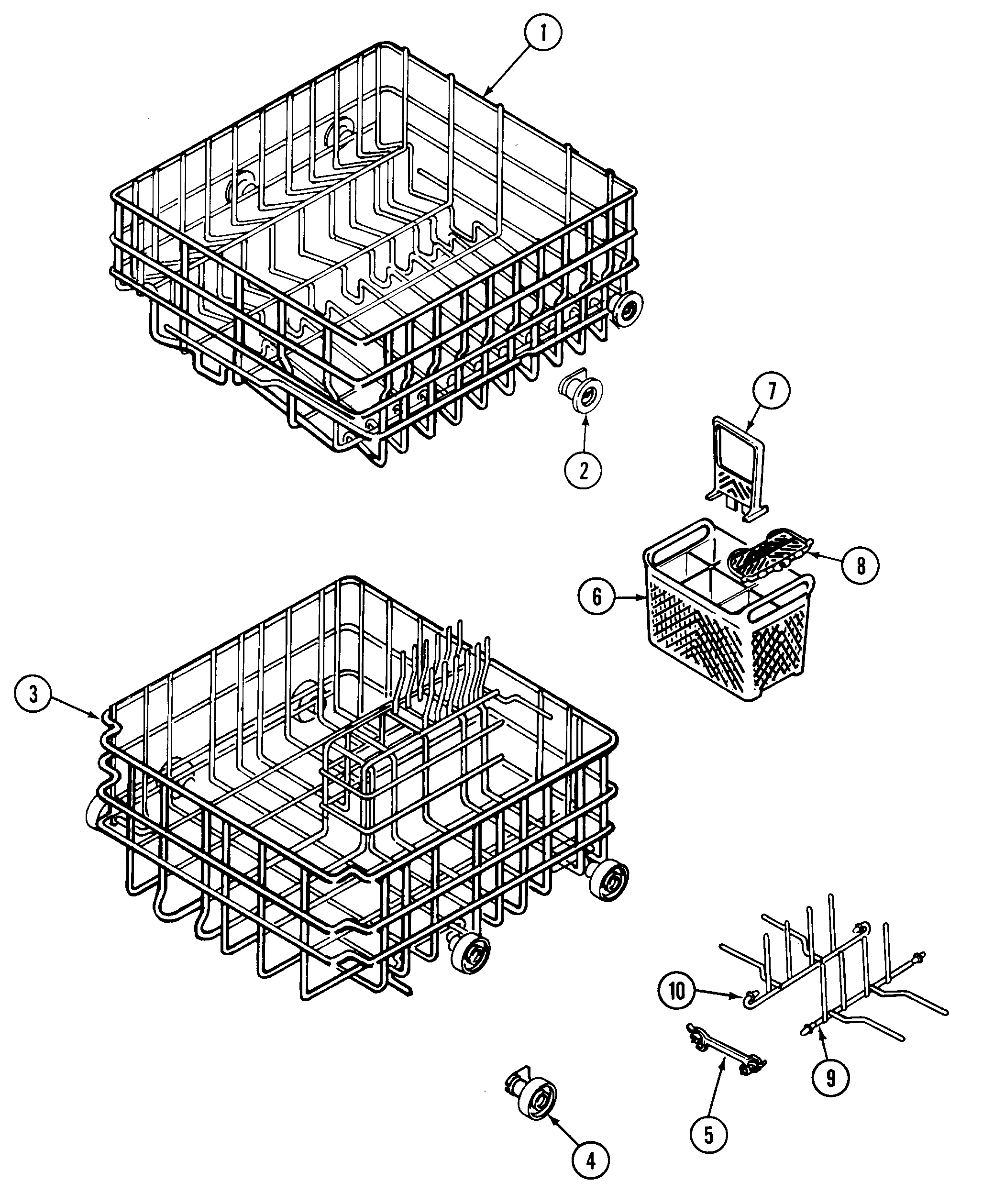 Maytag DWC7400AAW racks diagram