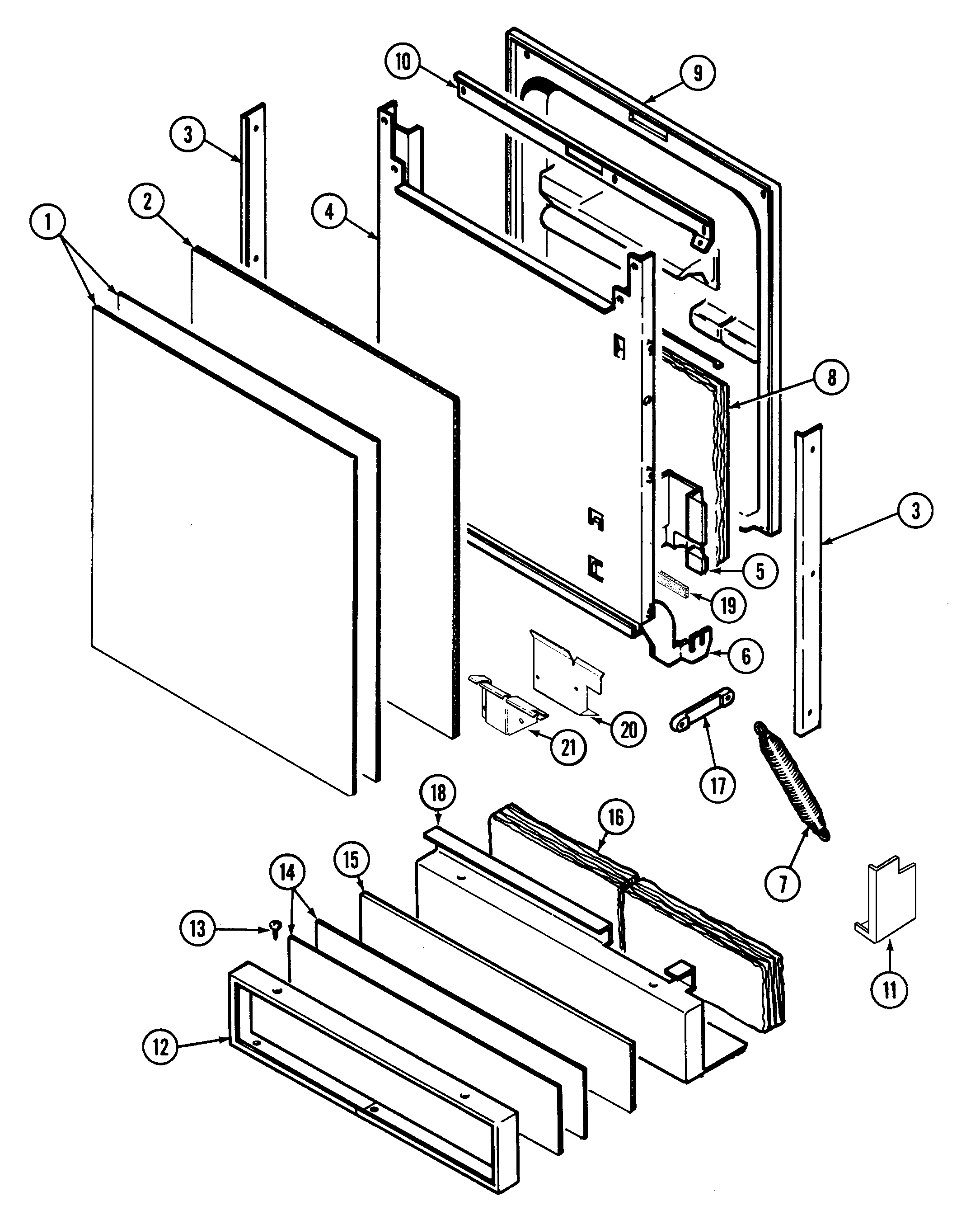 Maytag DWU7400BAX door diagram