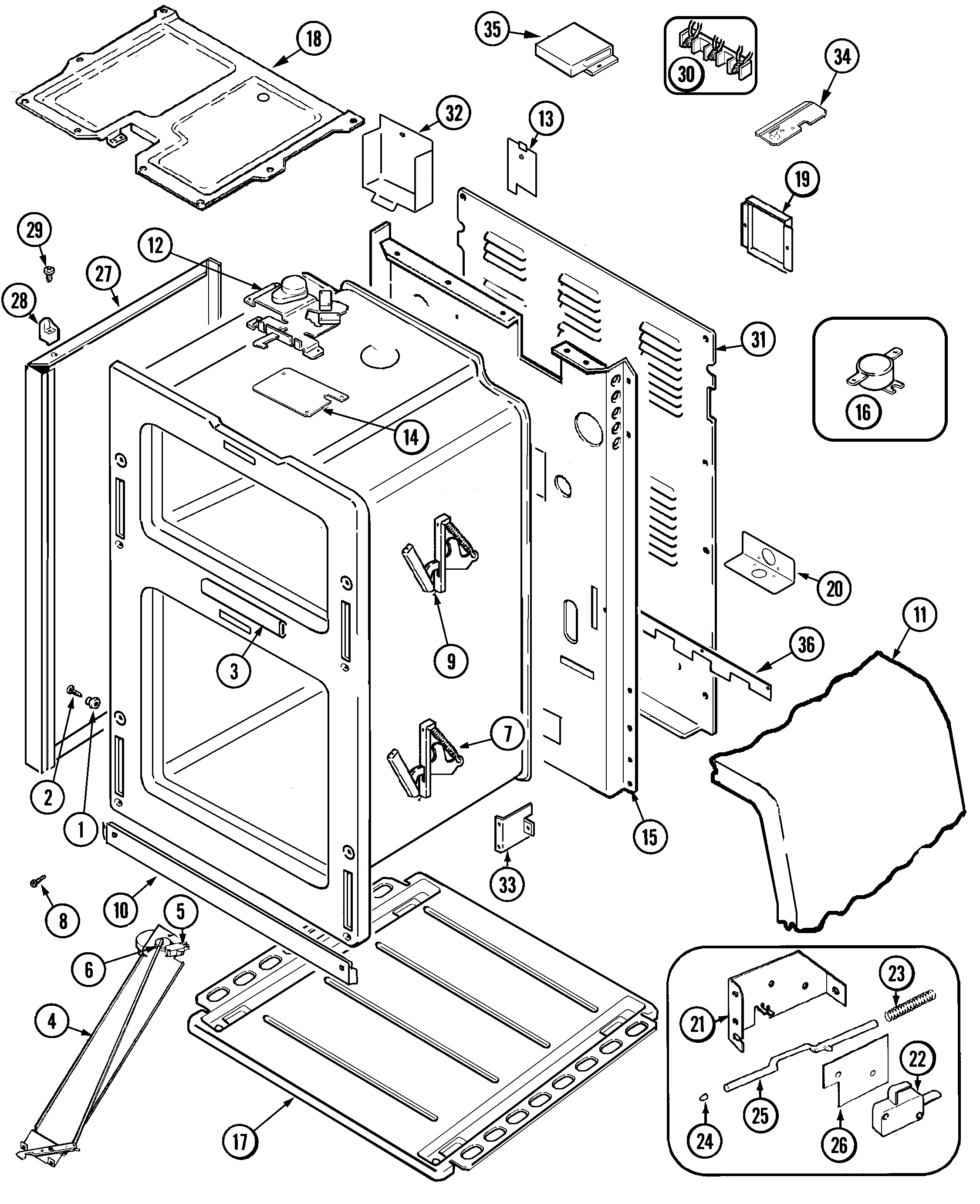 Maytag MER6550AAW body diagram
