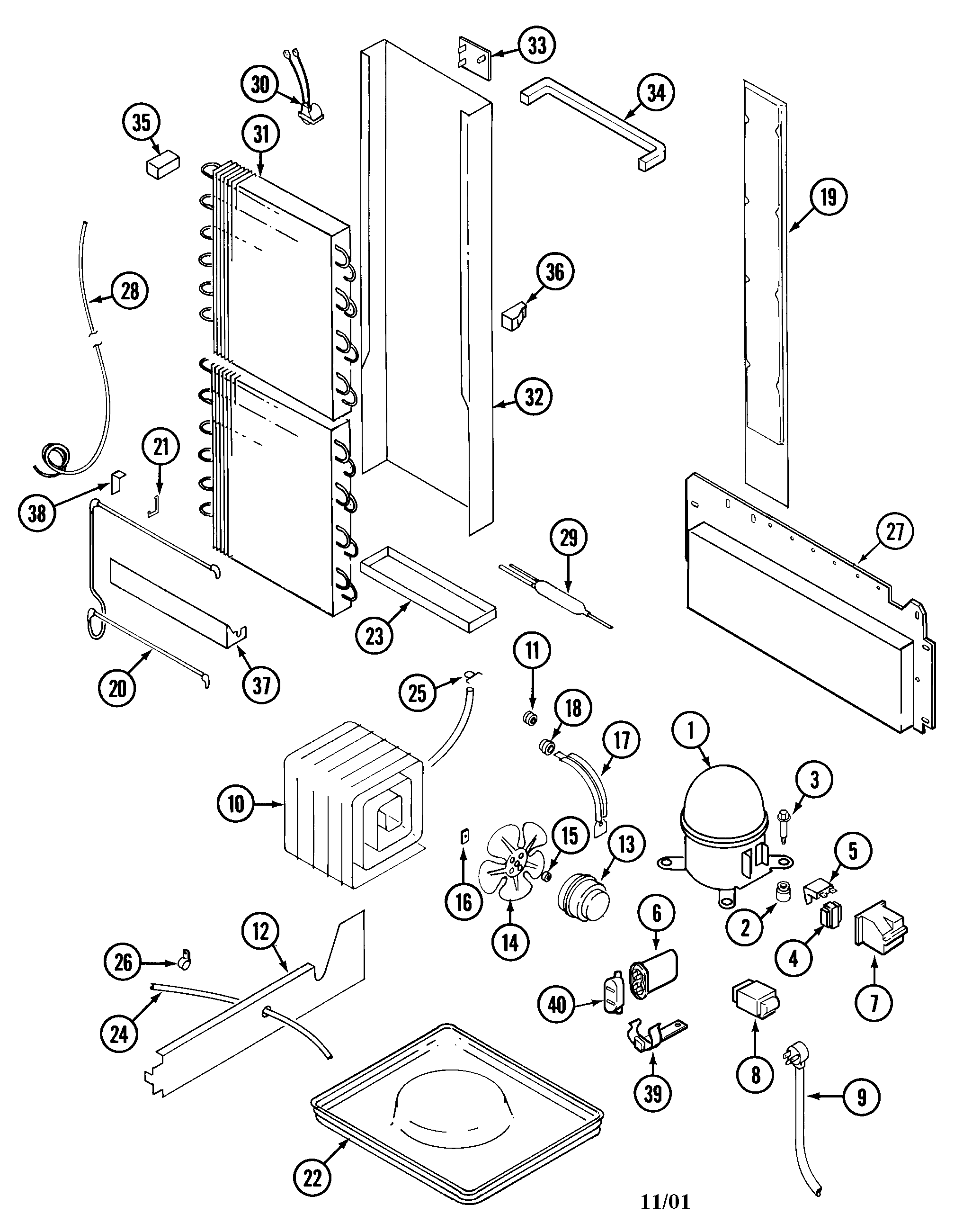 Maytag RSW2400AGE unit compartment & system diagram