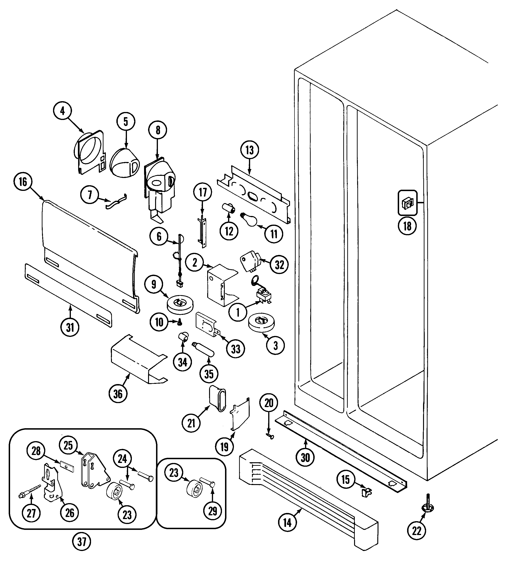 Maytag RSW2400AGE fresh food compartment diagram