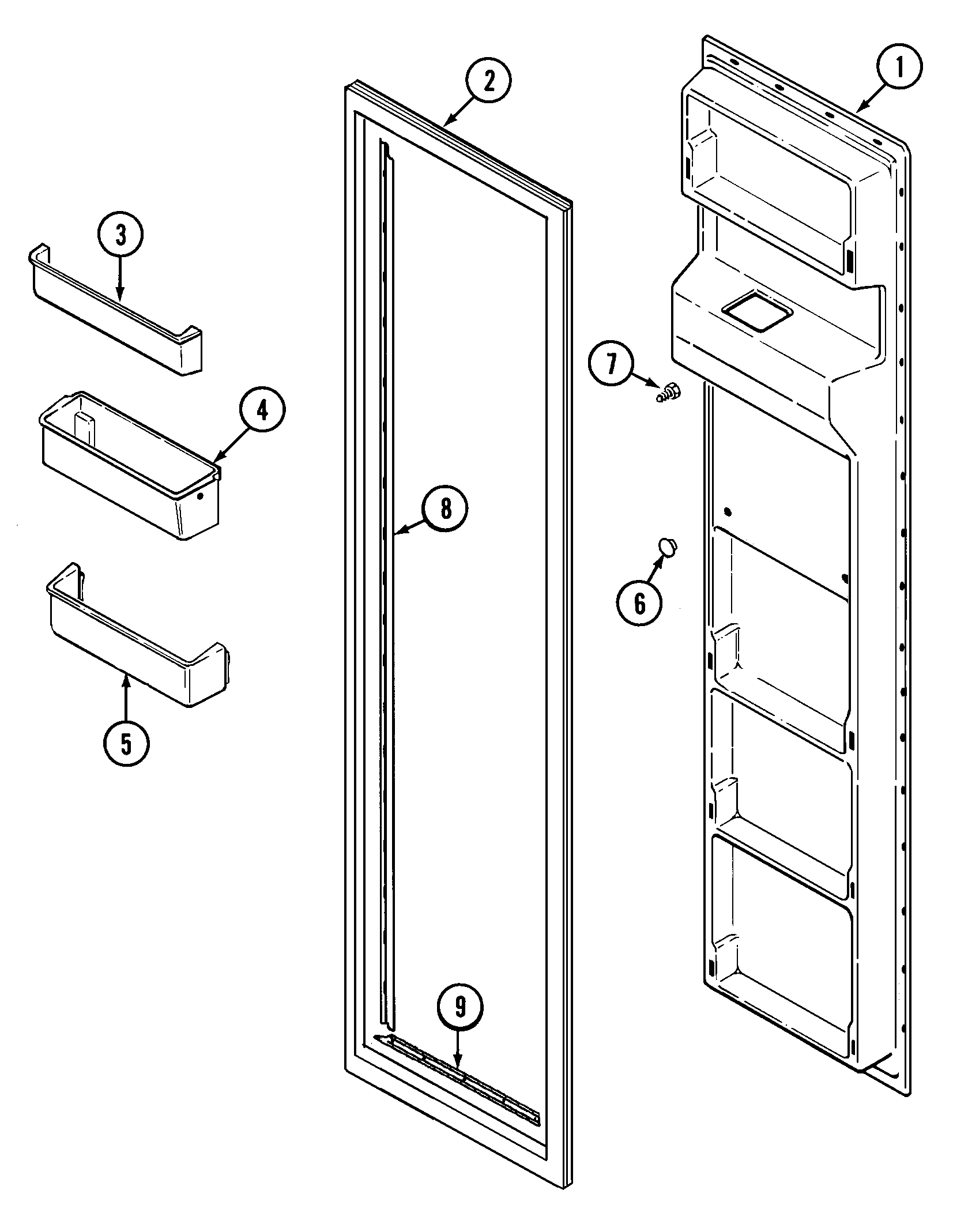 Maytag RSW2400AGE freezer inner door diagram