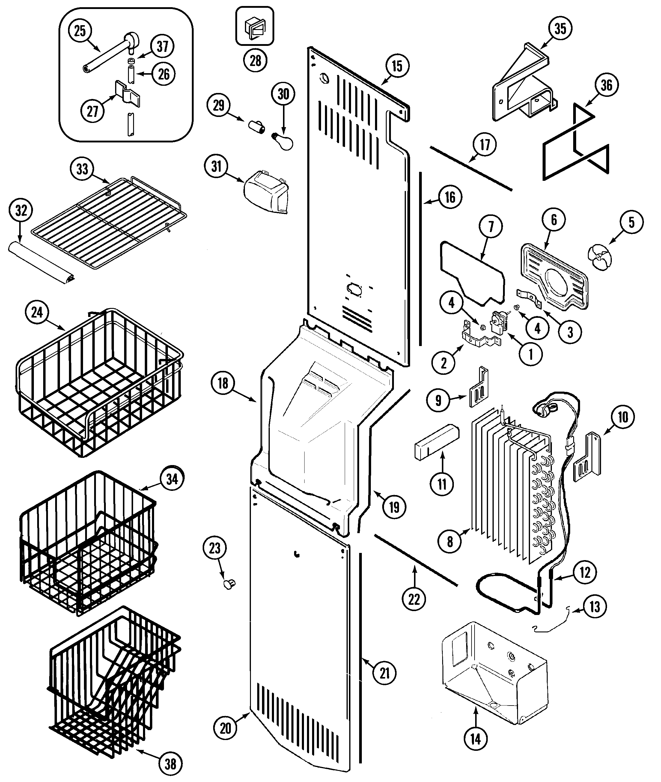 Maytag MSD2656DEQ freezer compartment diagram