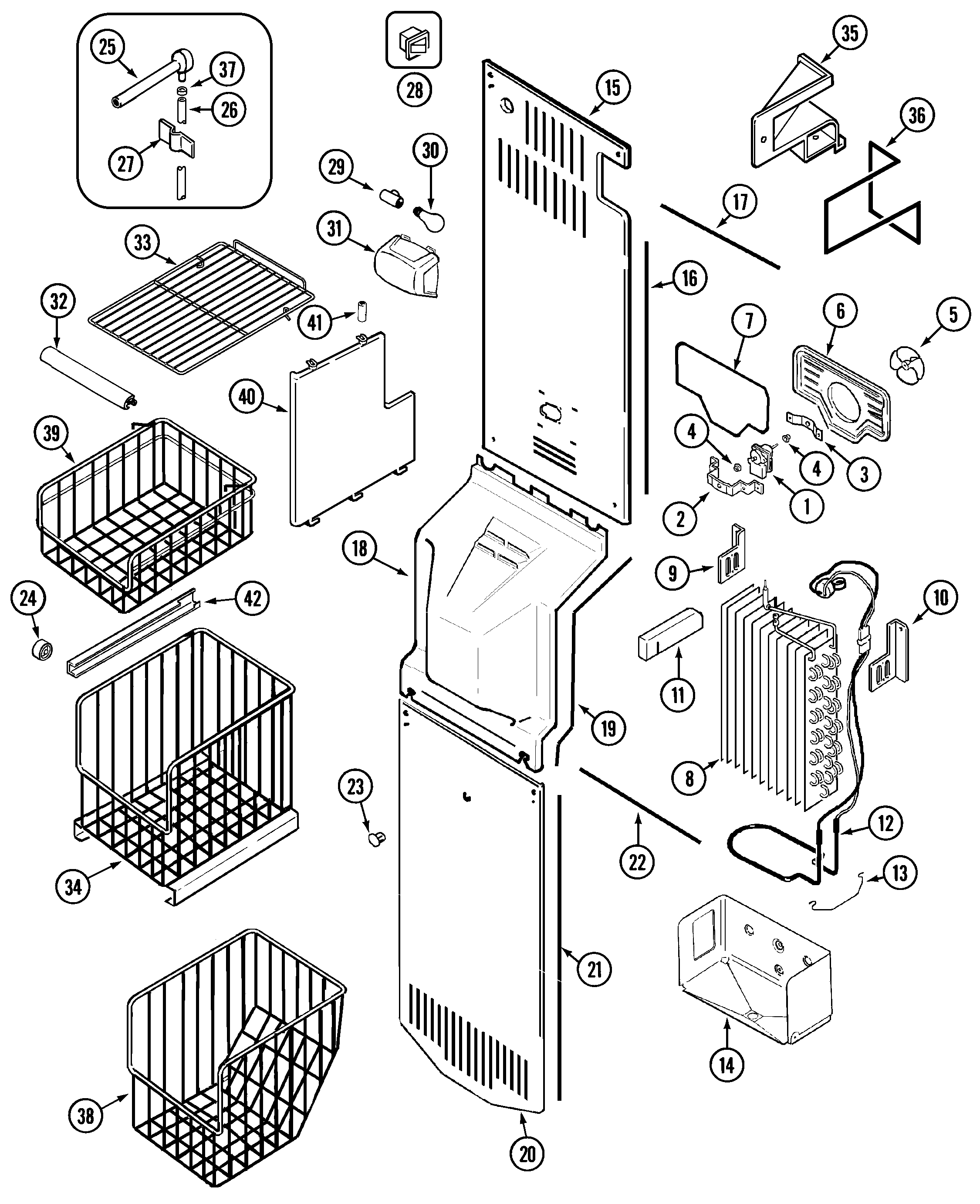 Maytag MSD2757DEB freezer compartment diagram