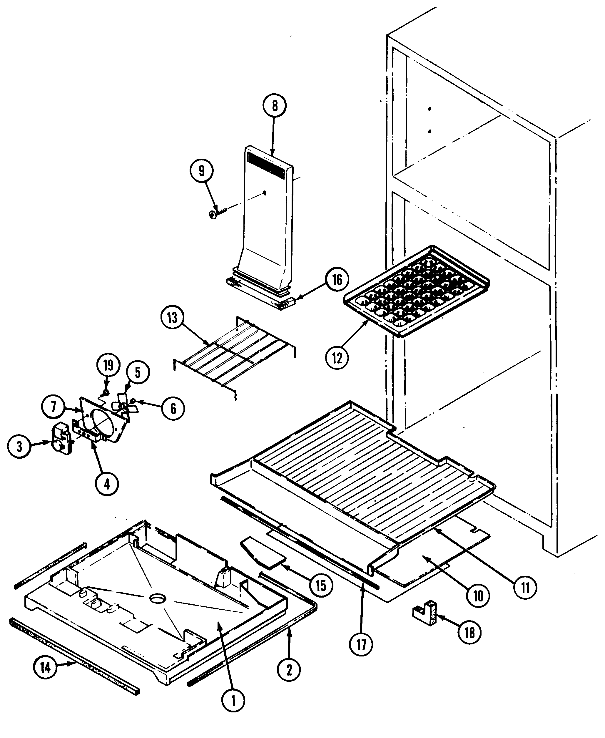Maytag MTB1955ERQ freezer compartment diagram