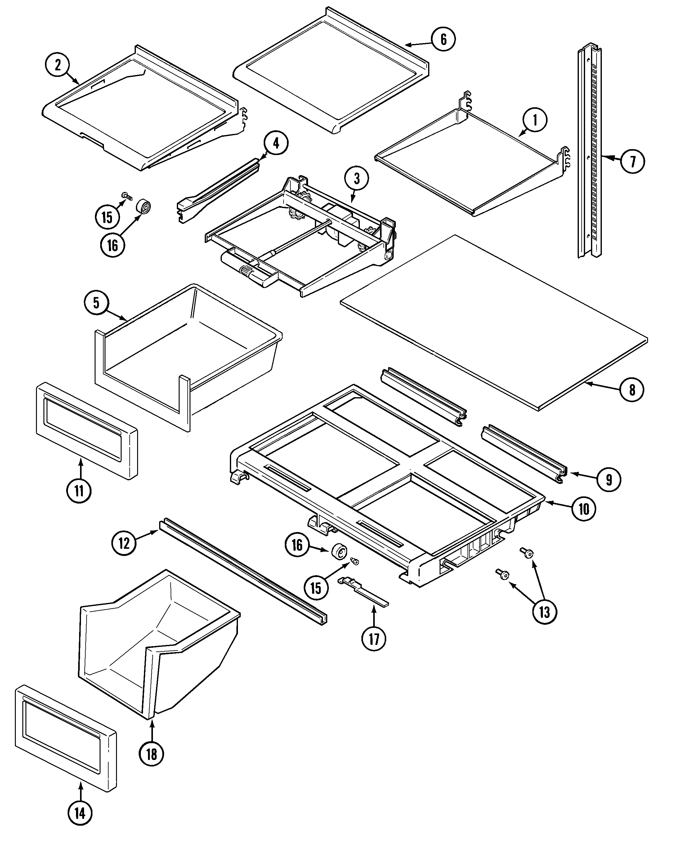 Maytag MTB2155ERQ shelves & accessories diagram