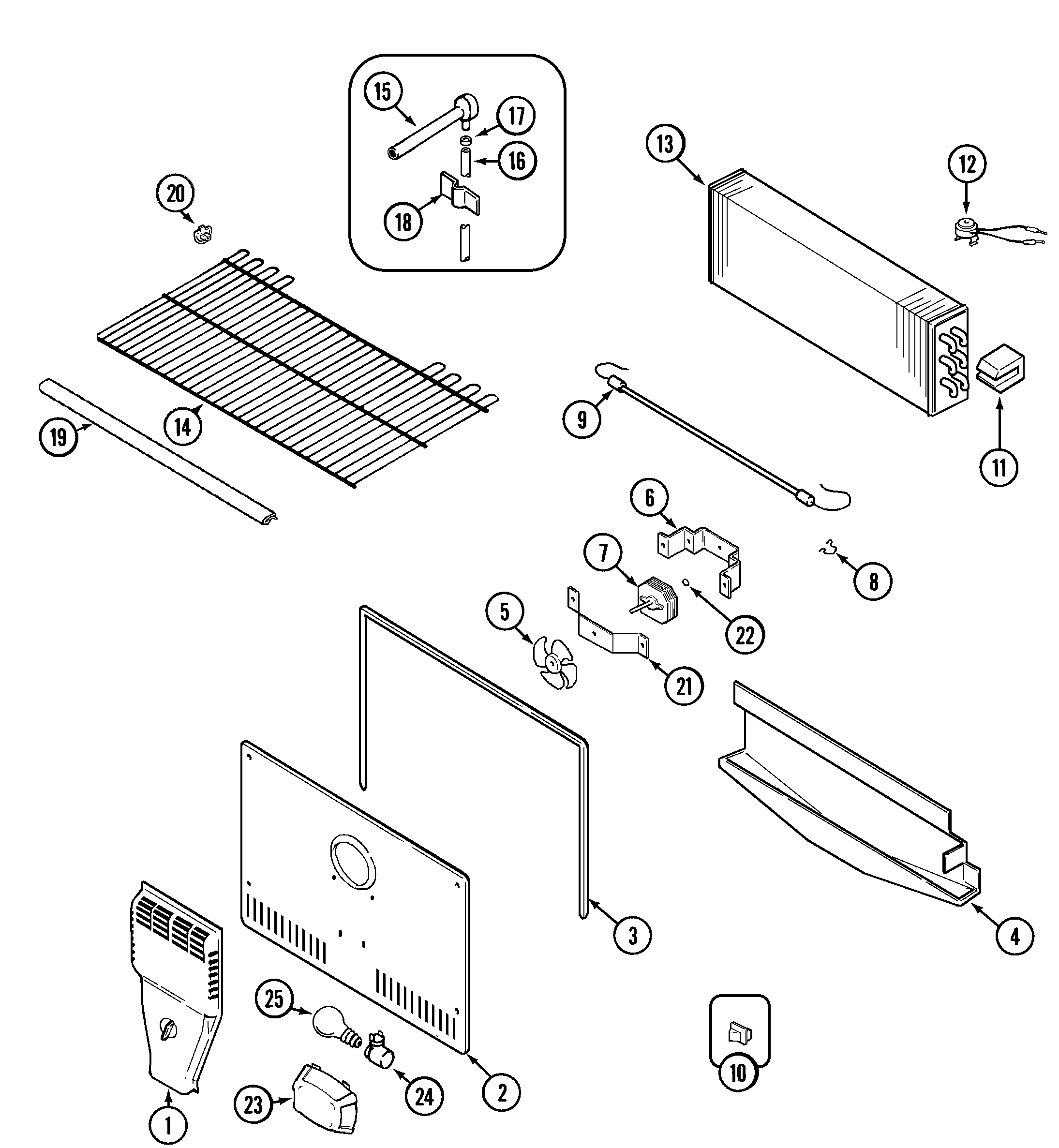 Maytag MTF2155ERW freezer compartment diagram