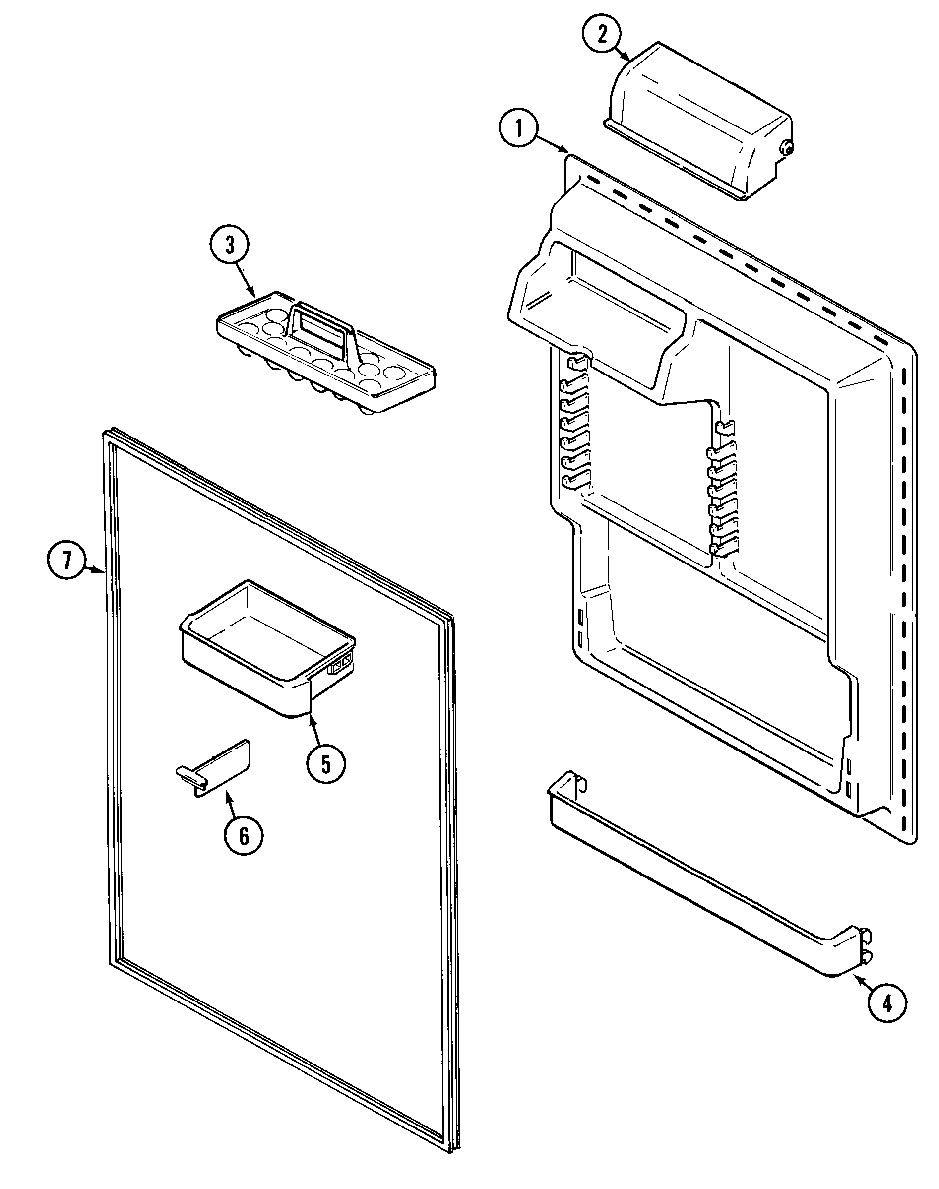 Maytag PTB1954FRW fresh food inner door diagram