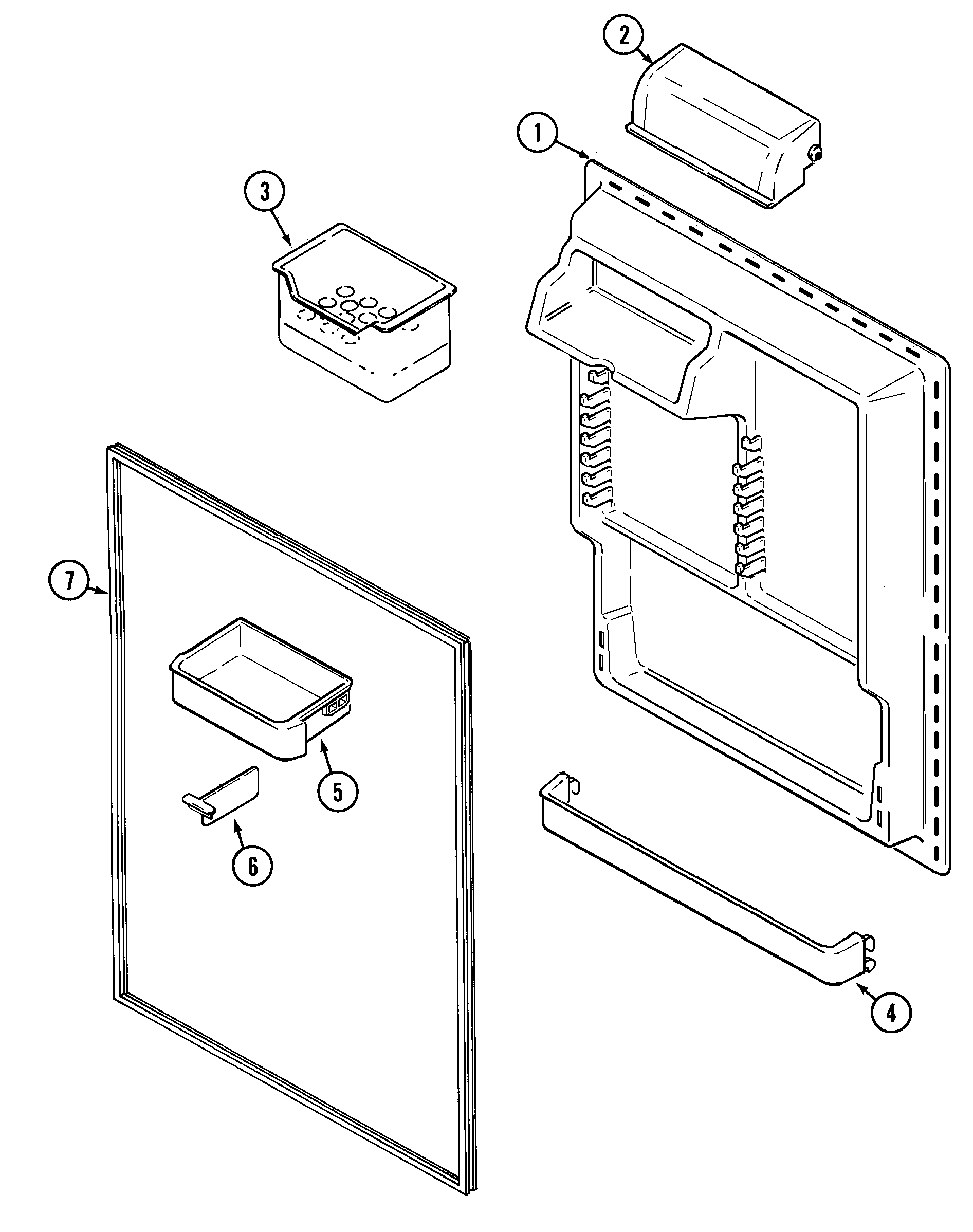 Maytag PTB21AAFRW fresh food inner door diagram
