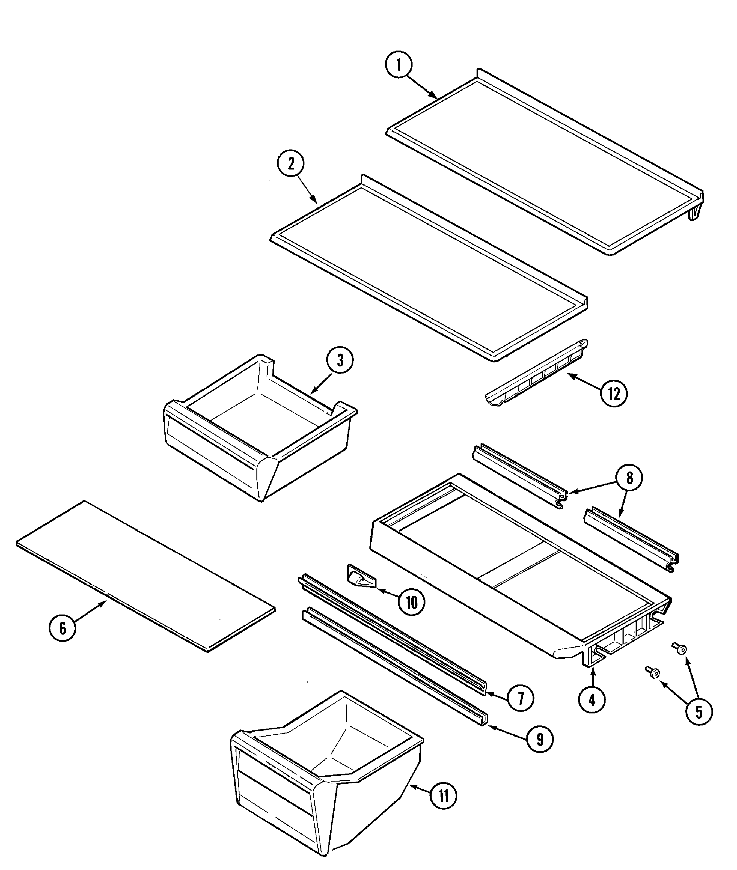 Maytag PTB1753FRQ shelves & accessories diagram
