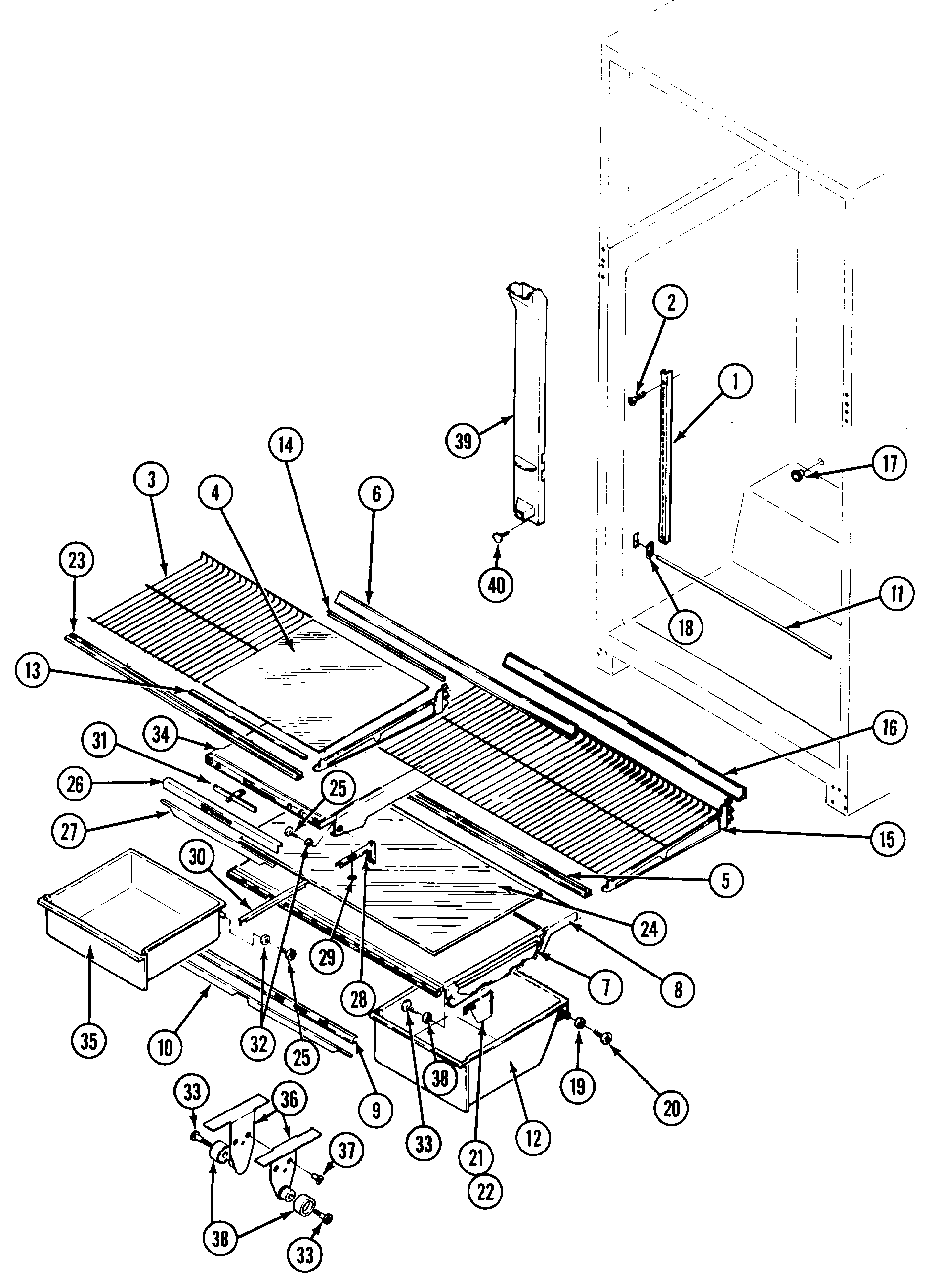 Maytag RTC1500CGE shelves & accessories diagram