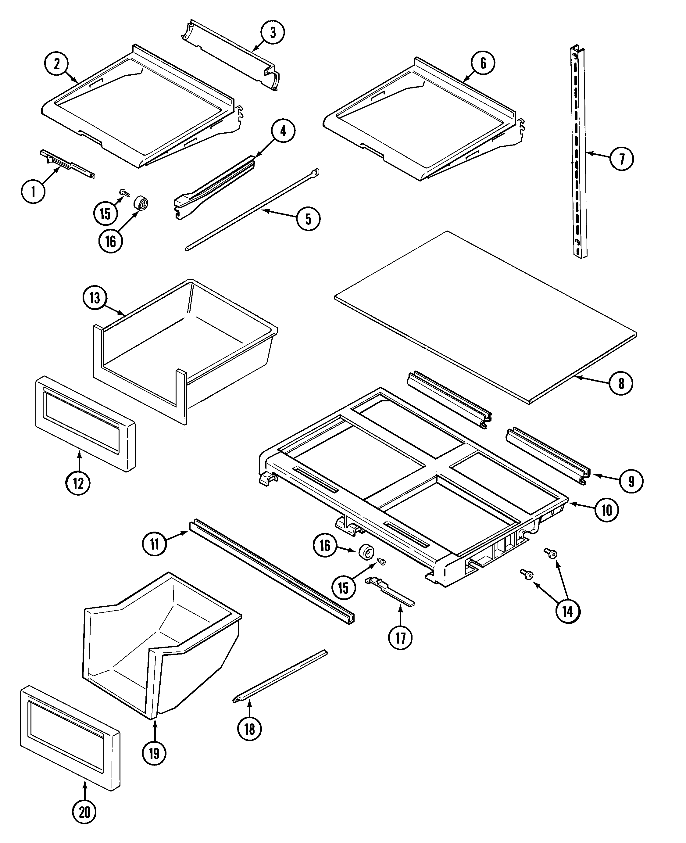 Jenn-Air JTB2187ARW shelves & accessories diagram
