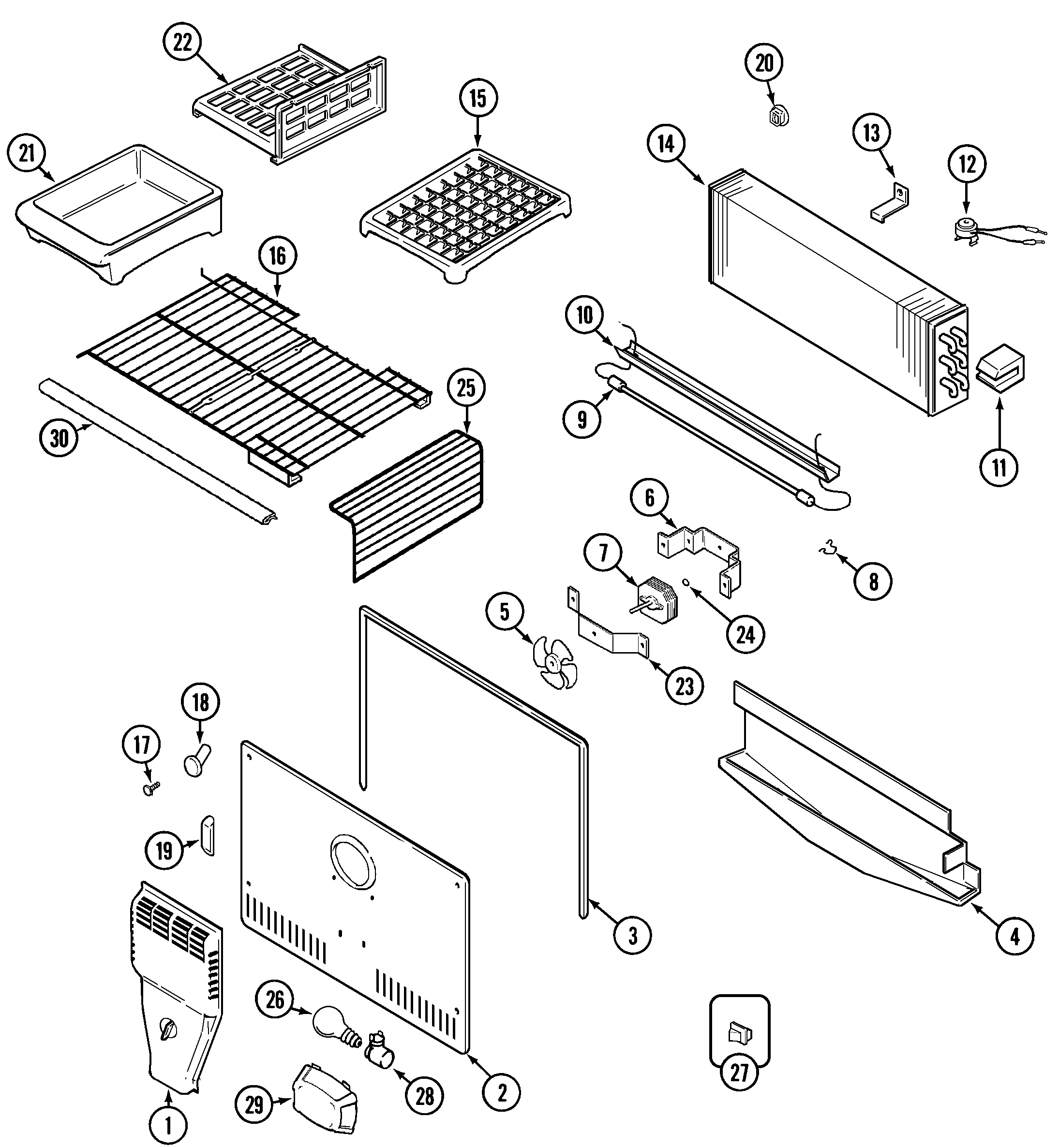 Jenn-Air JTB2187ARW freezer compartment diagram