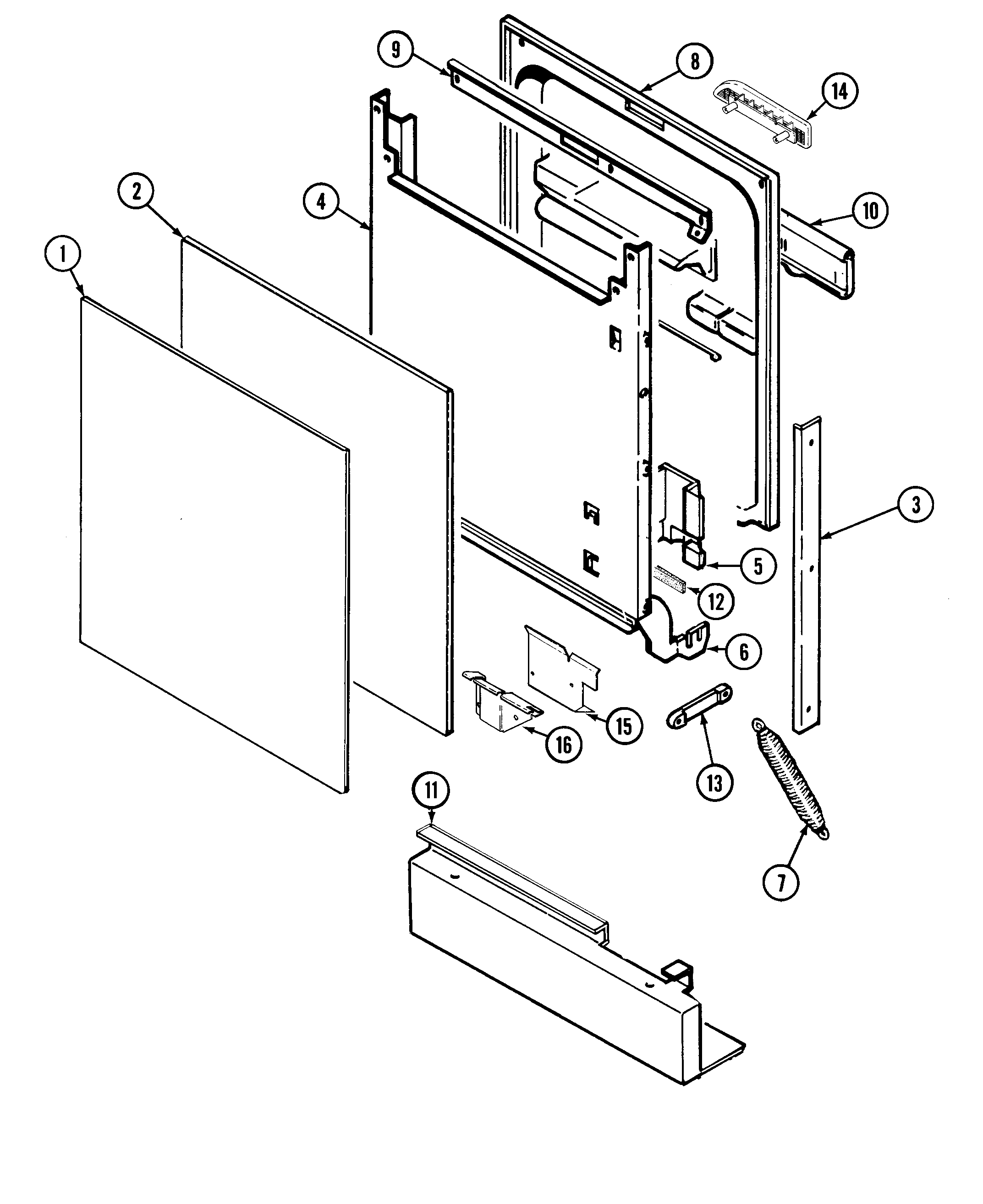 Maytag PDB1100AWE door diagram