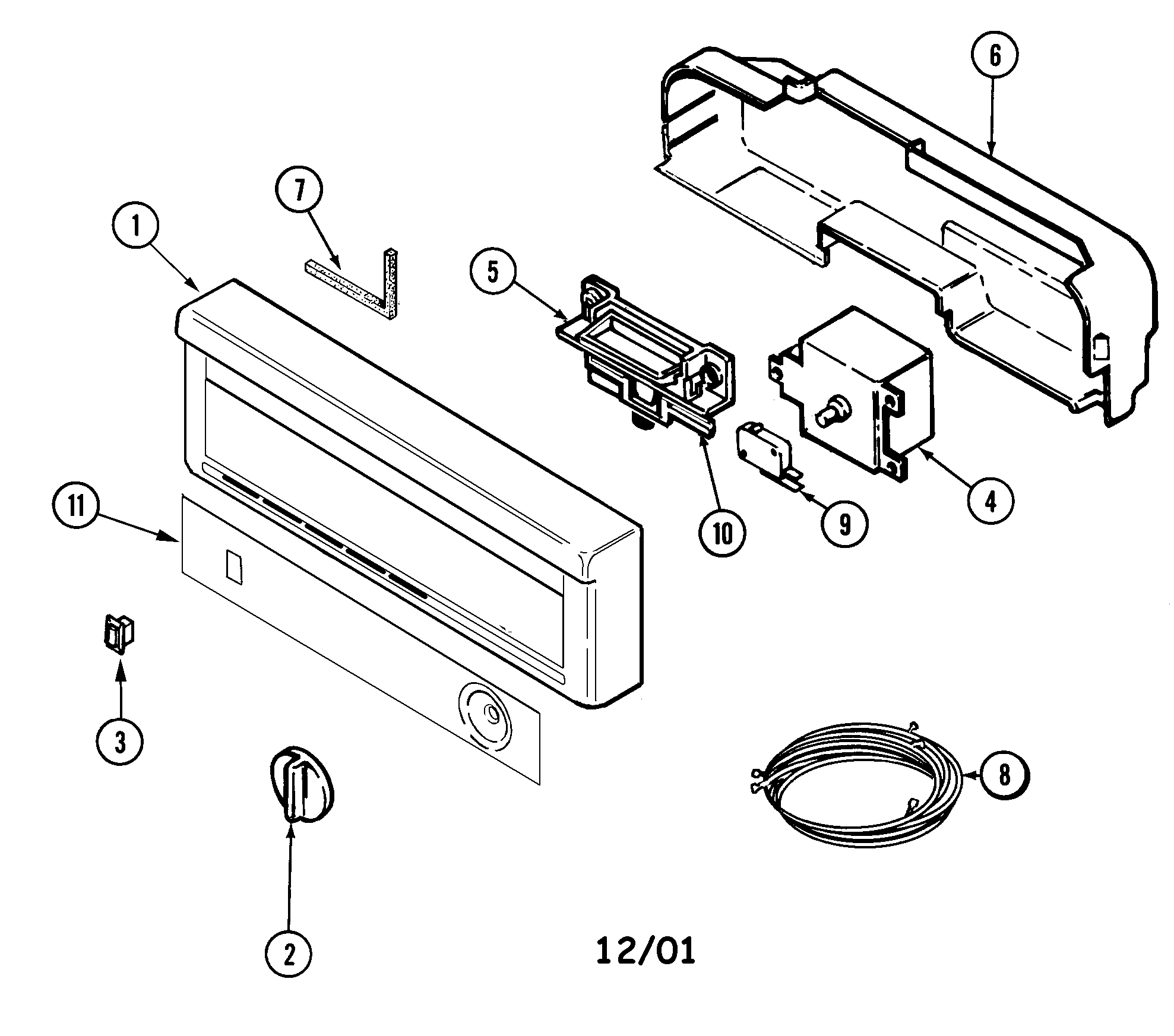 Maytag PDB1100AWT control panel diagram