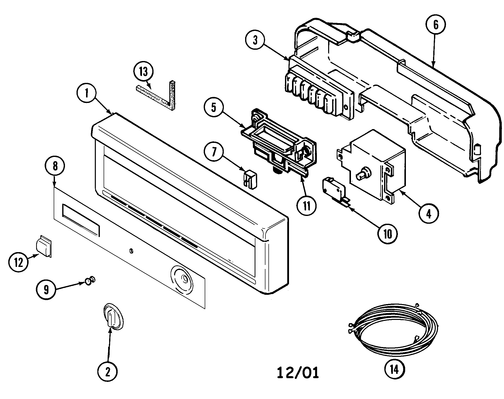Maytag PDB2430AWN control panel diagram