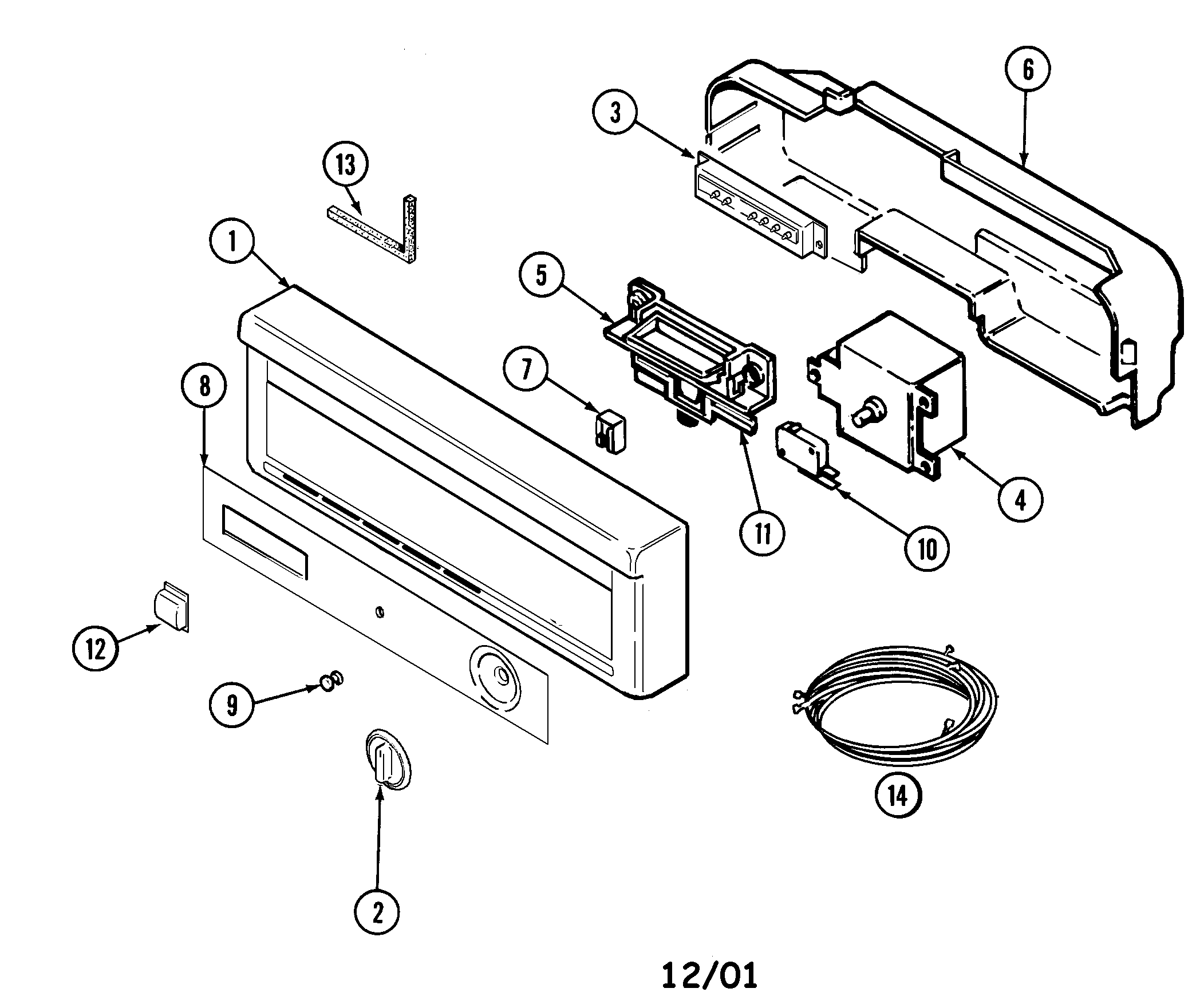 Maytag PDB2420BWE control panel diagram
