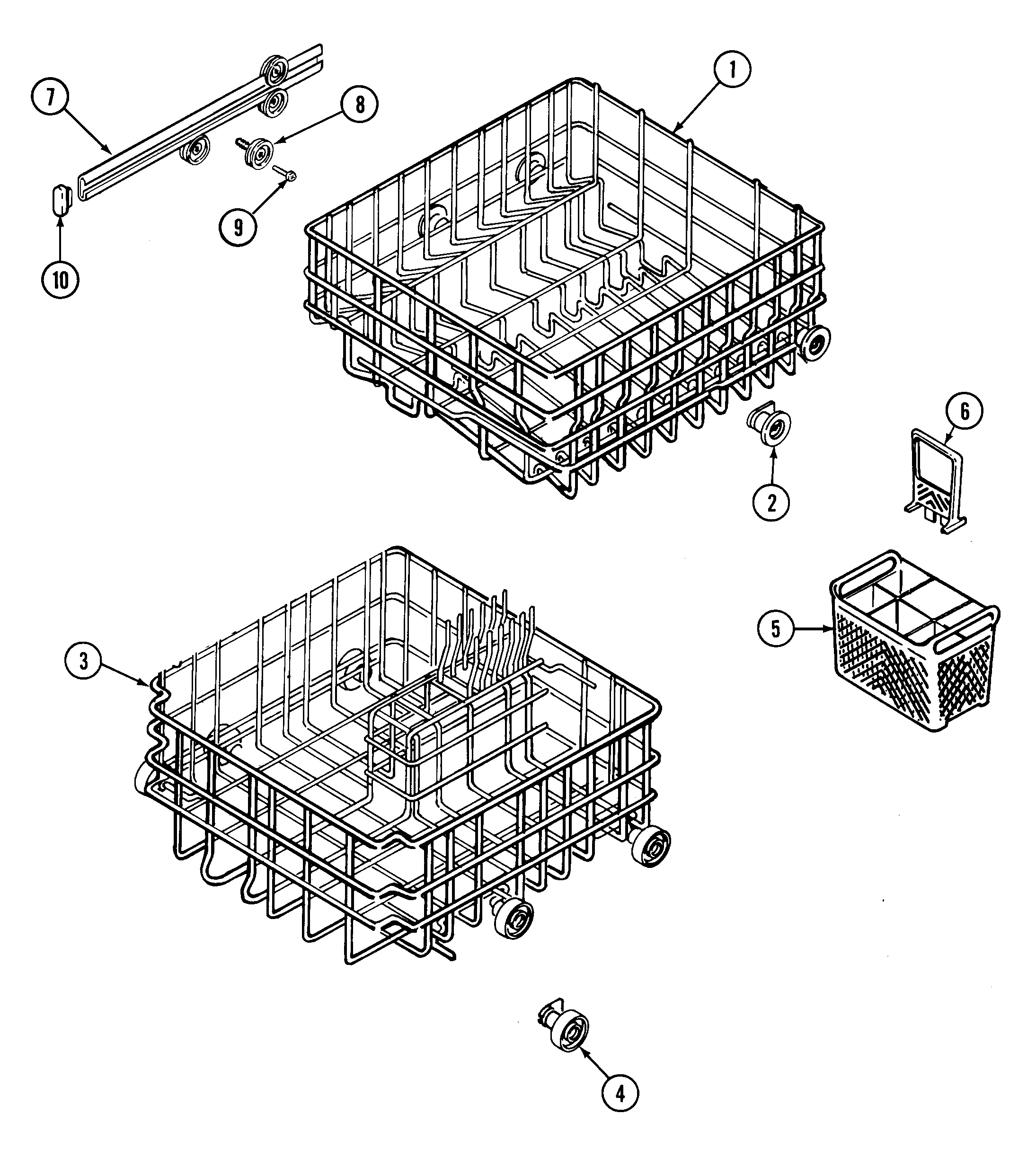Maytag PDB2420BWE track & rack assembly diagram
