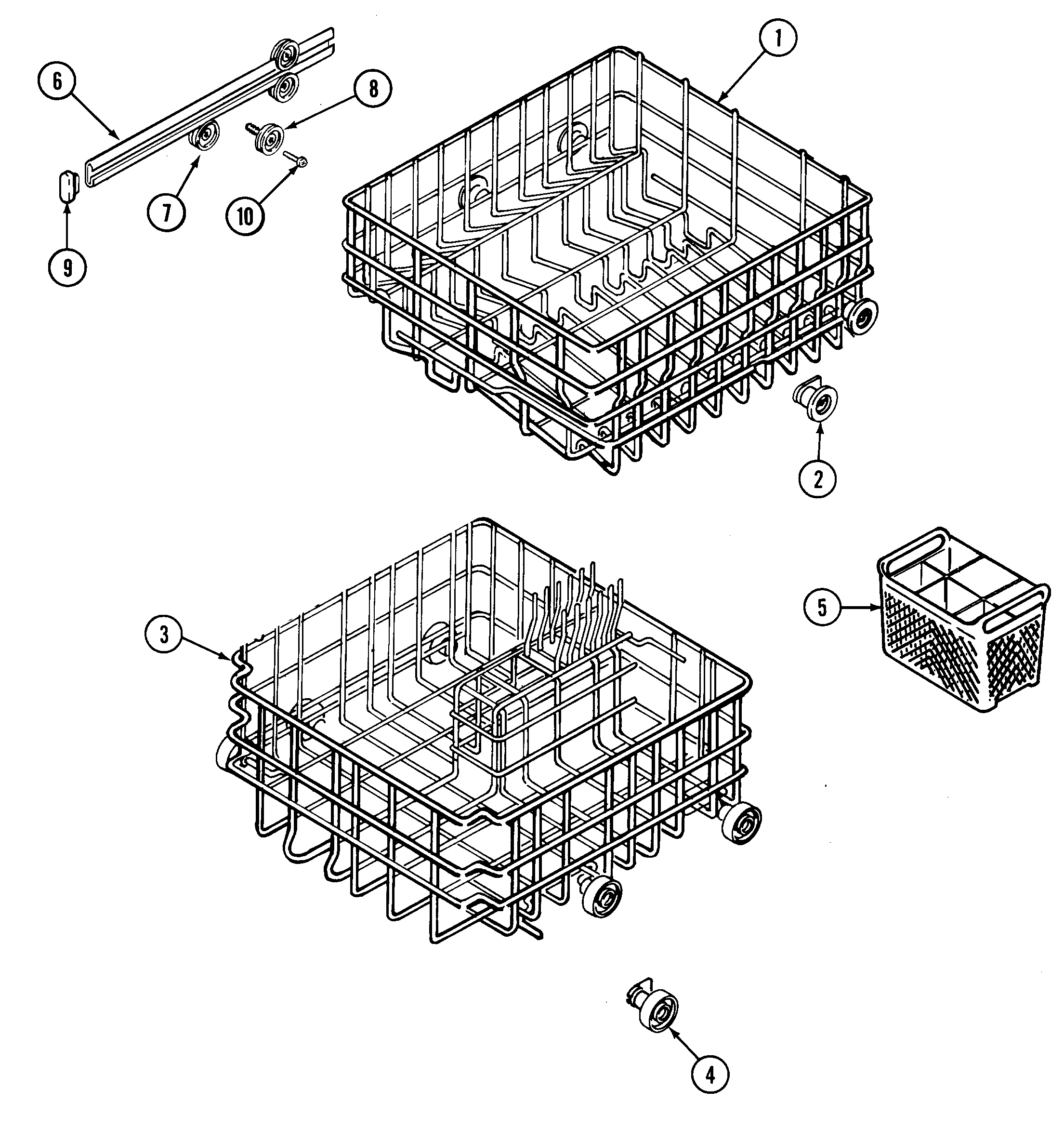 Maytag PDB1100MWX track & rack assembly diagram