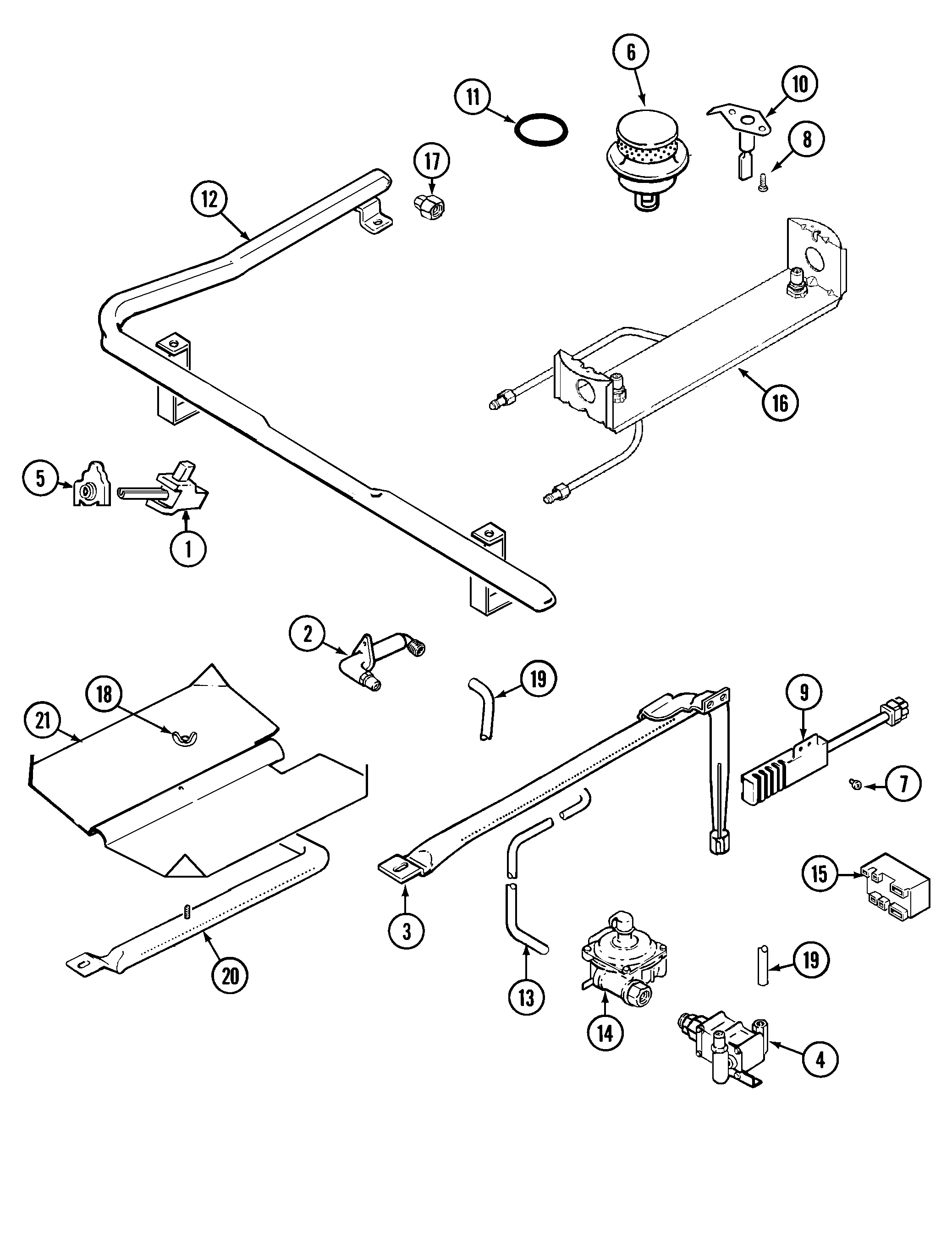 Magic Chef CGR3765BDC gas controls diagram