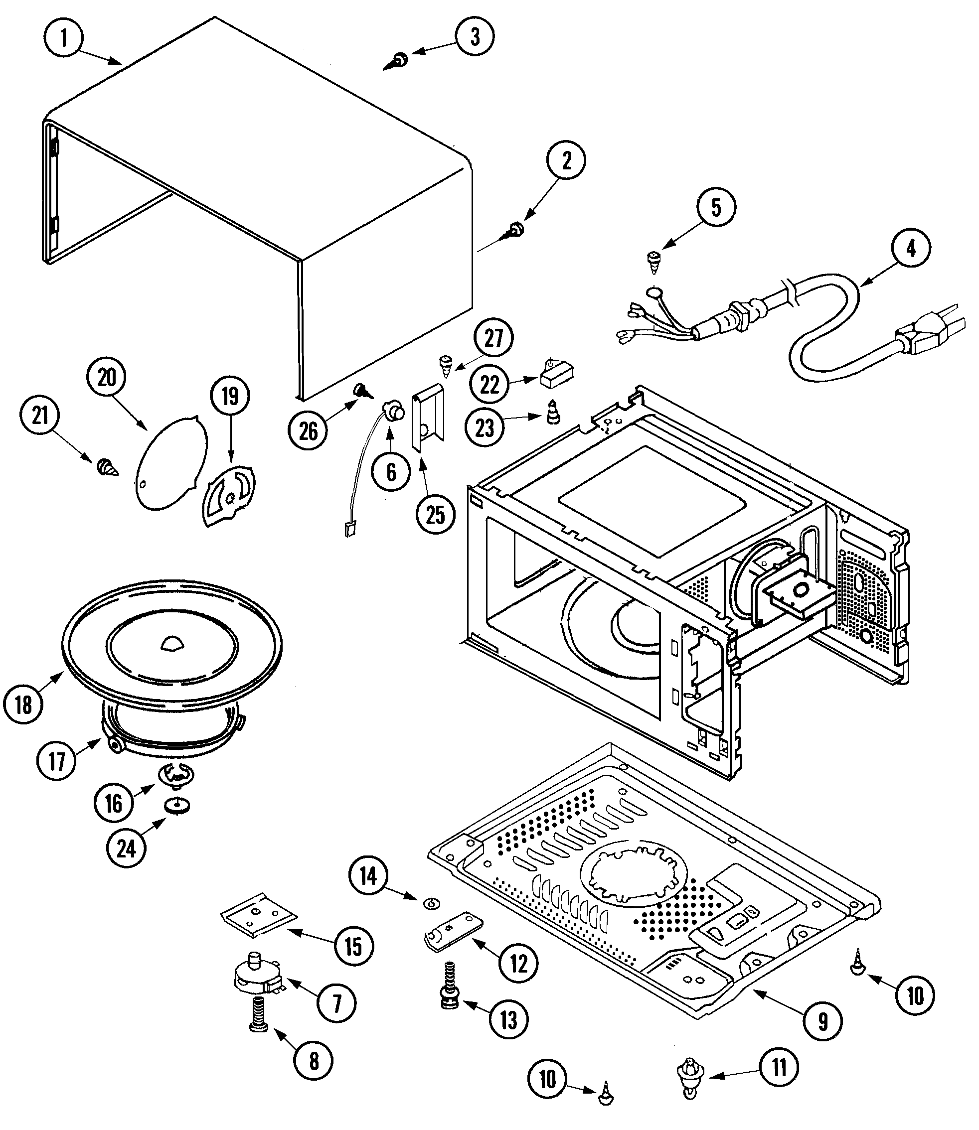 Jenn-Air JMC8100ADW base & cavity diagram