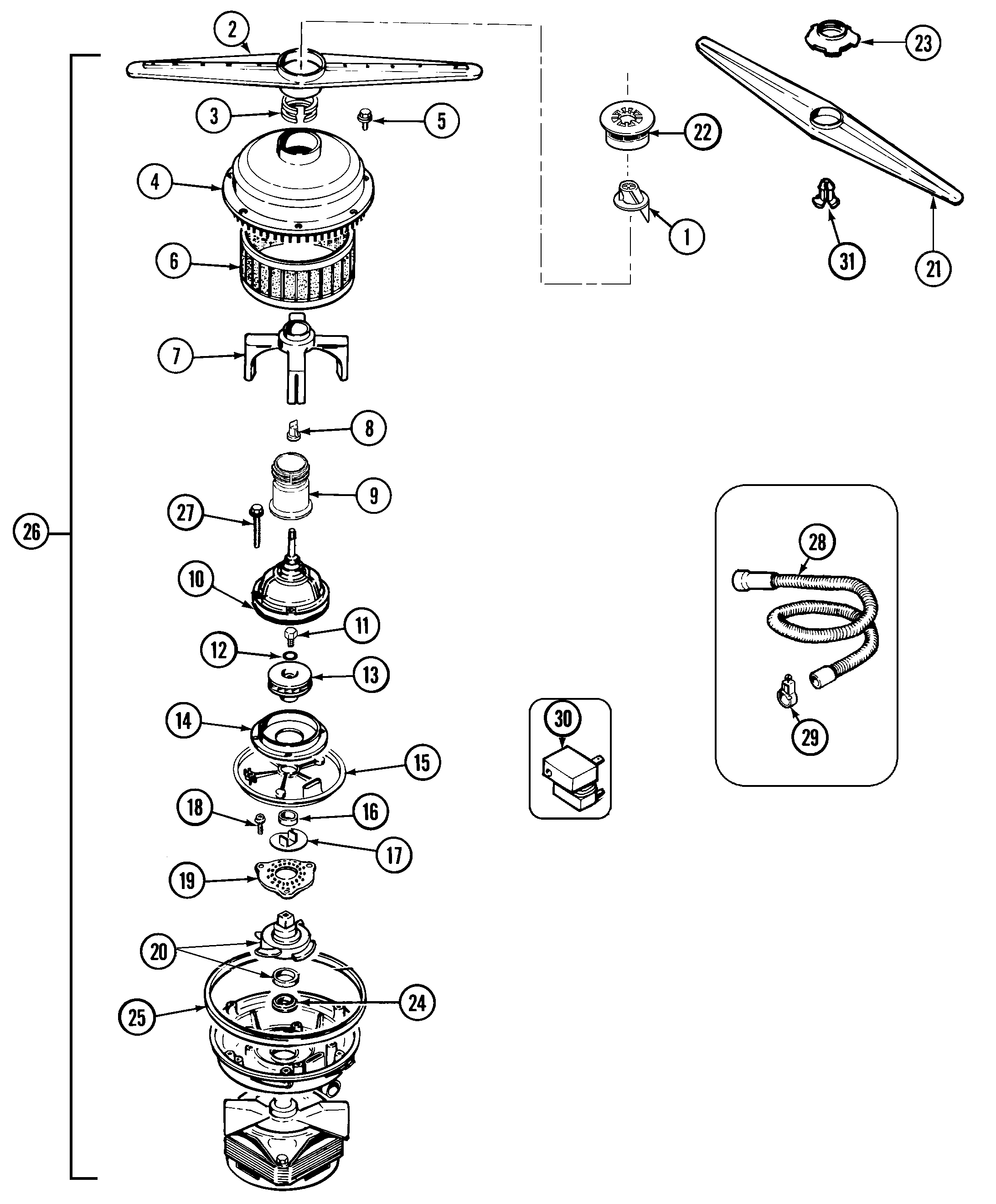 Maytag DWU9922AAE pump & motor diagram