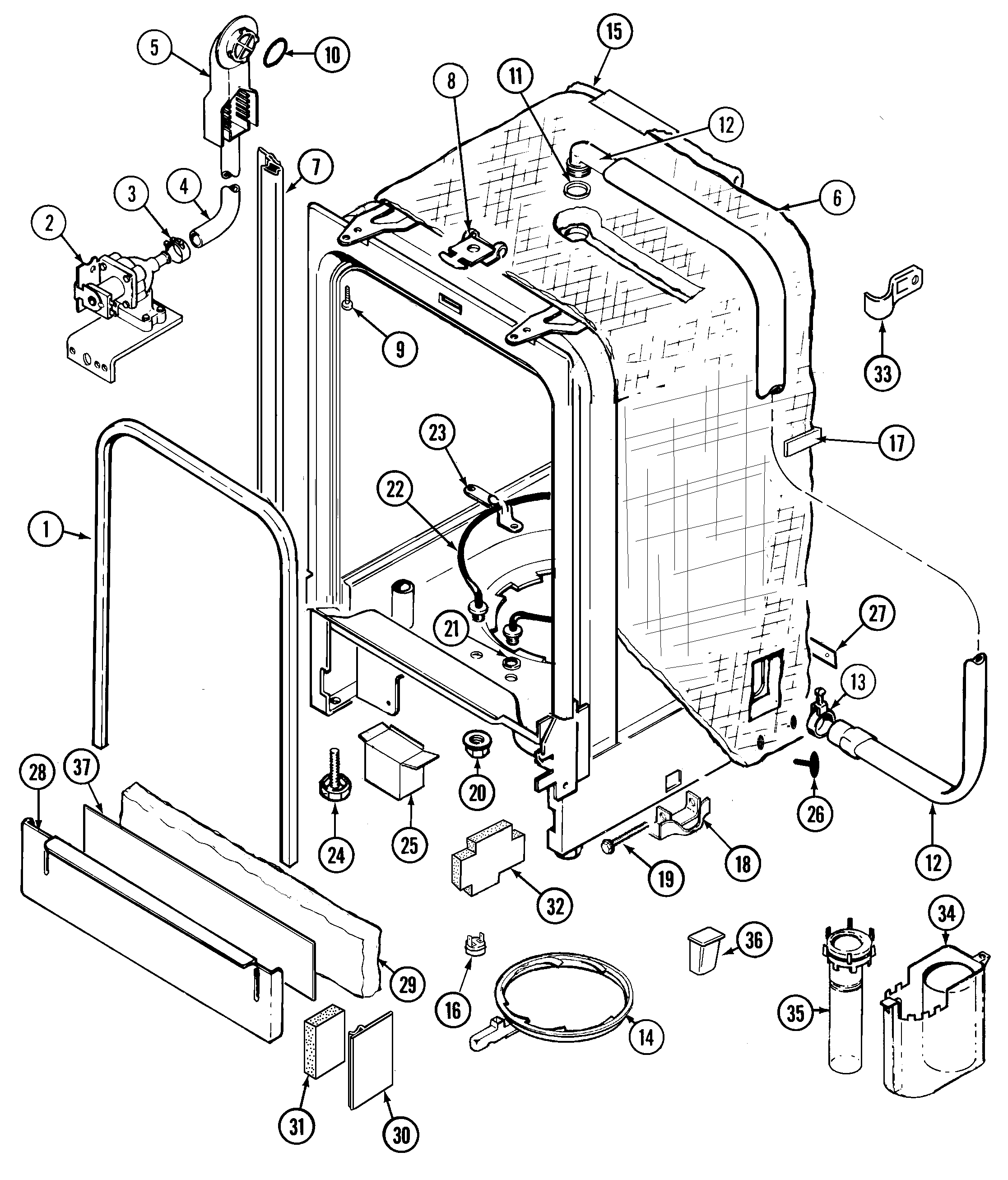Maytag DWU9922AAE tub diagram