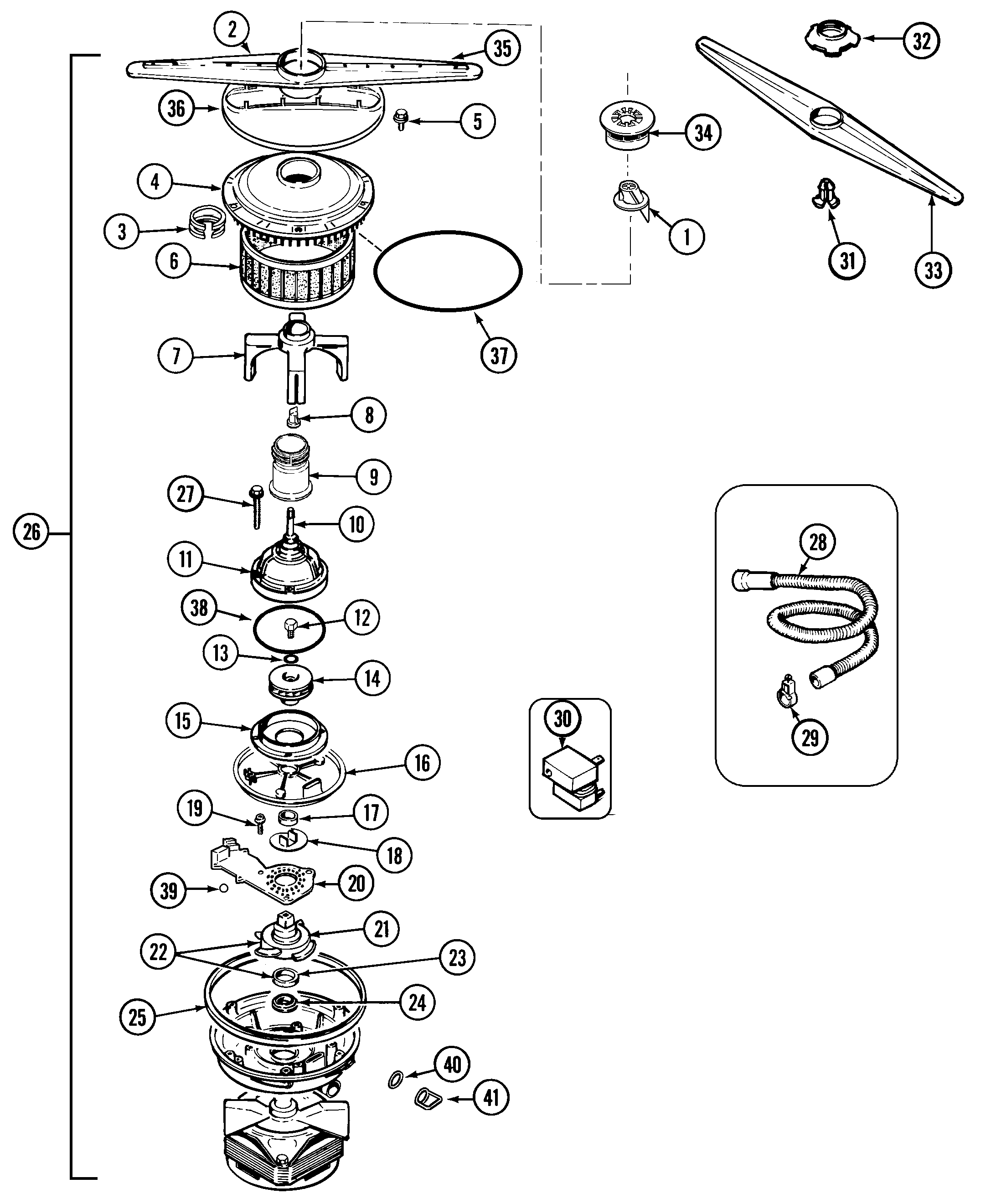 Maytag DWU9922AAE pump & motor (series 34) diagram