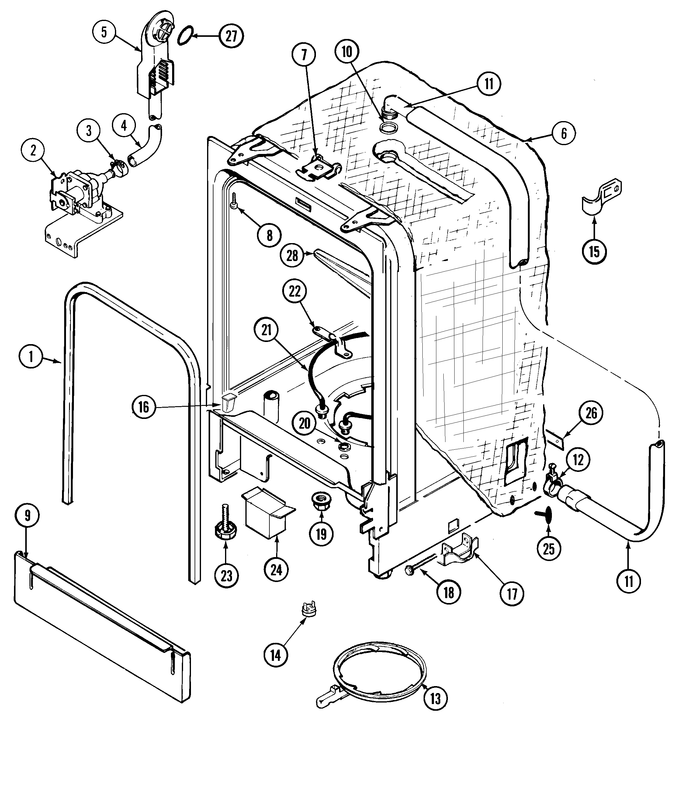 Maytag PDB3430AWE tub diagram