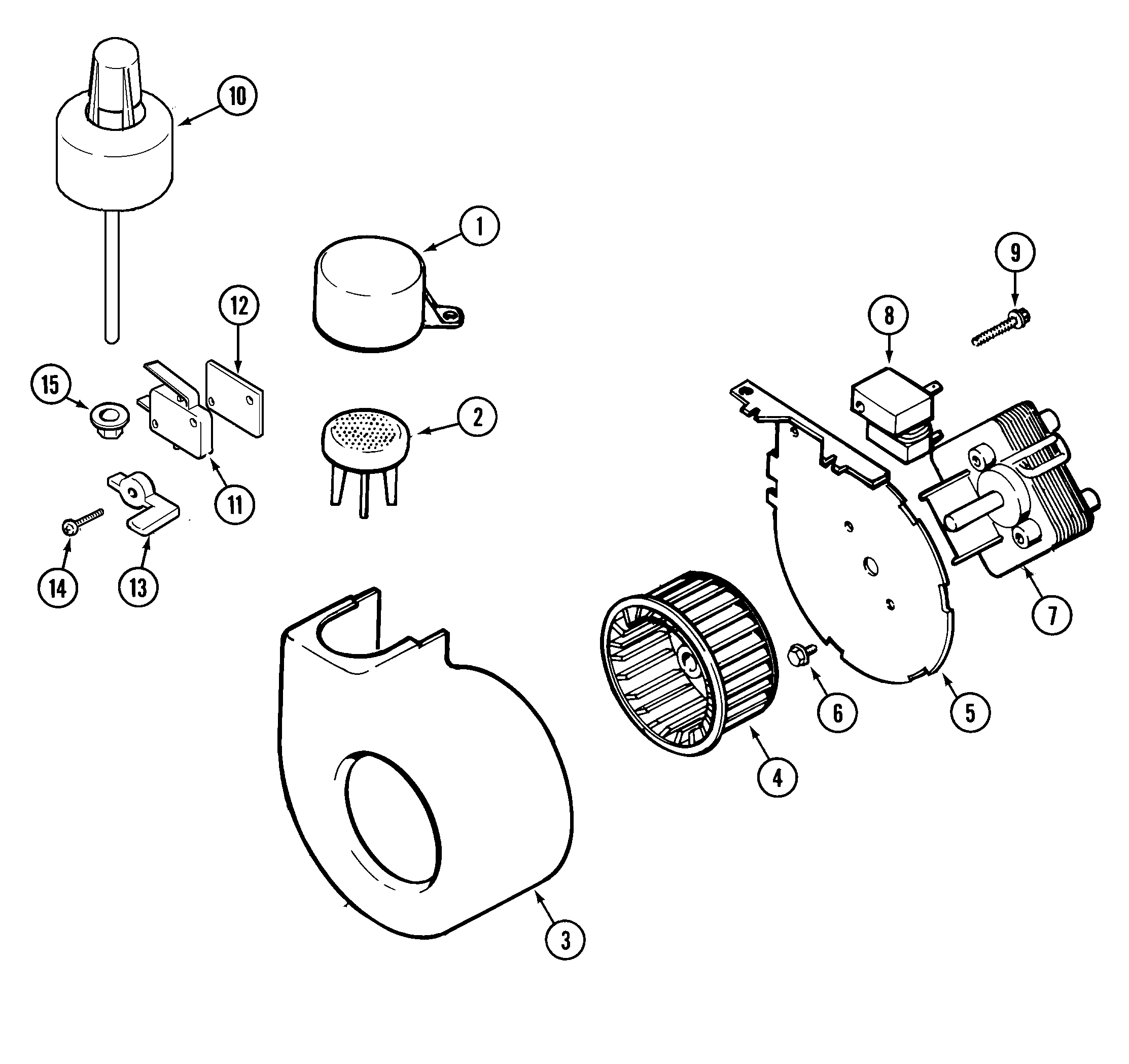 Maytag PDB3430AWE blower, float & water level switch diagram