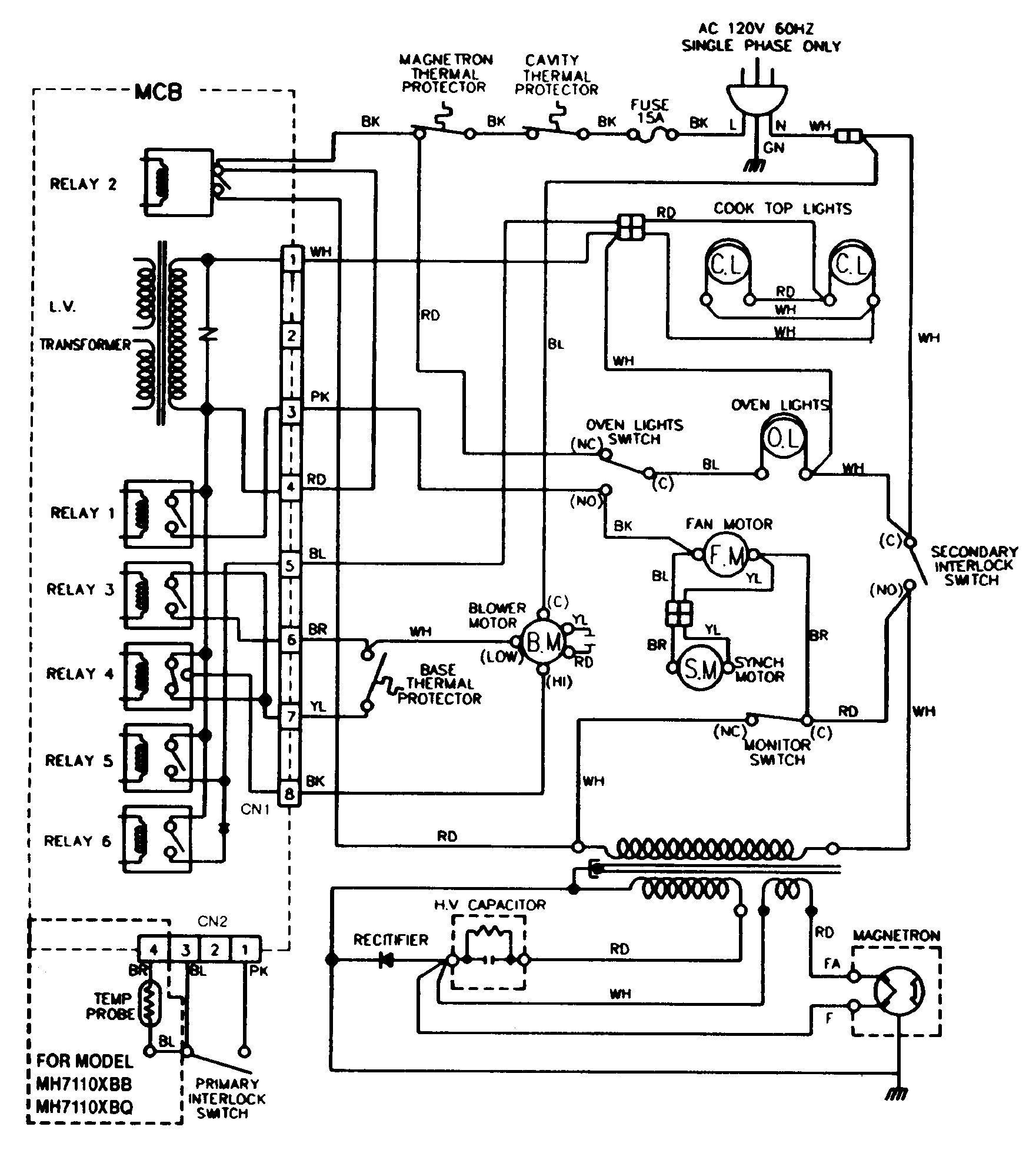 Maytag VM12AM wiring information diagram