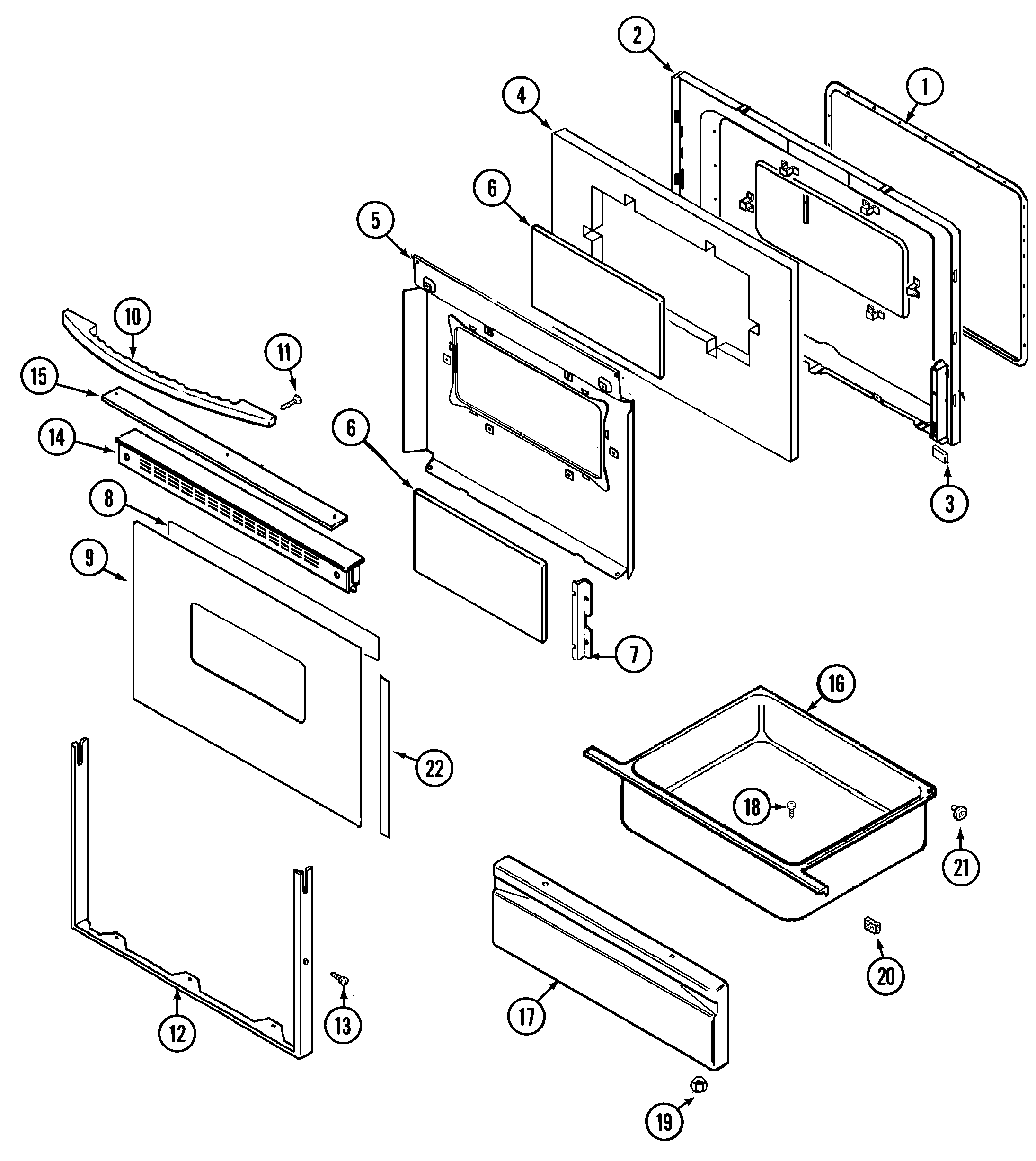 Maytag MER5730BAQ door/drawer diagram
