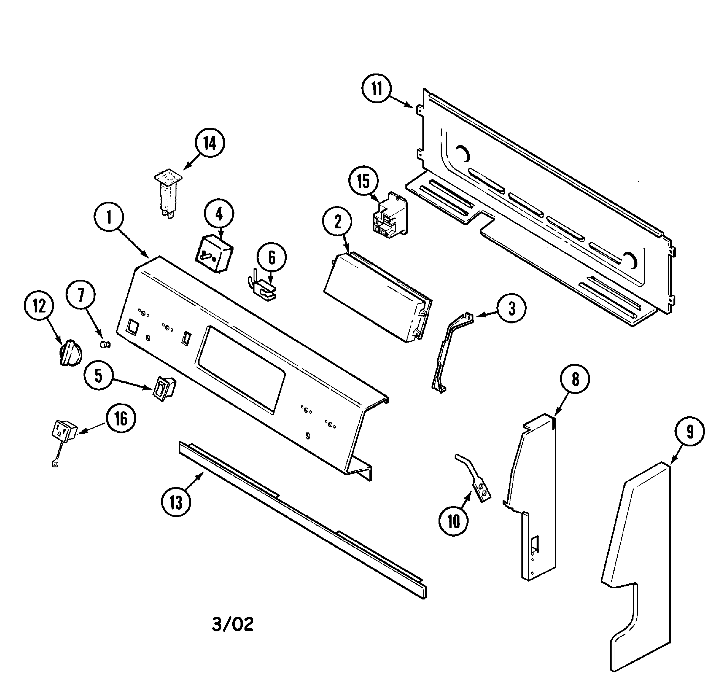Maytag PER5715BCW control panel diagram