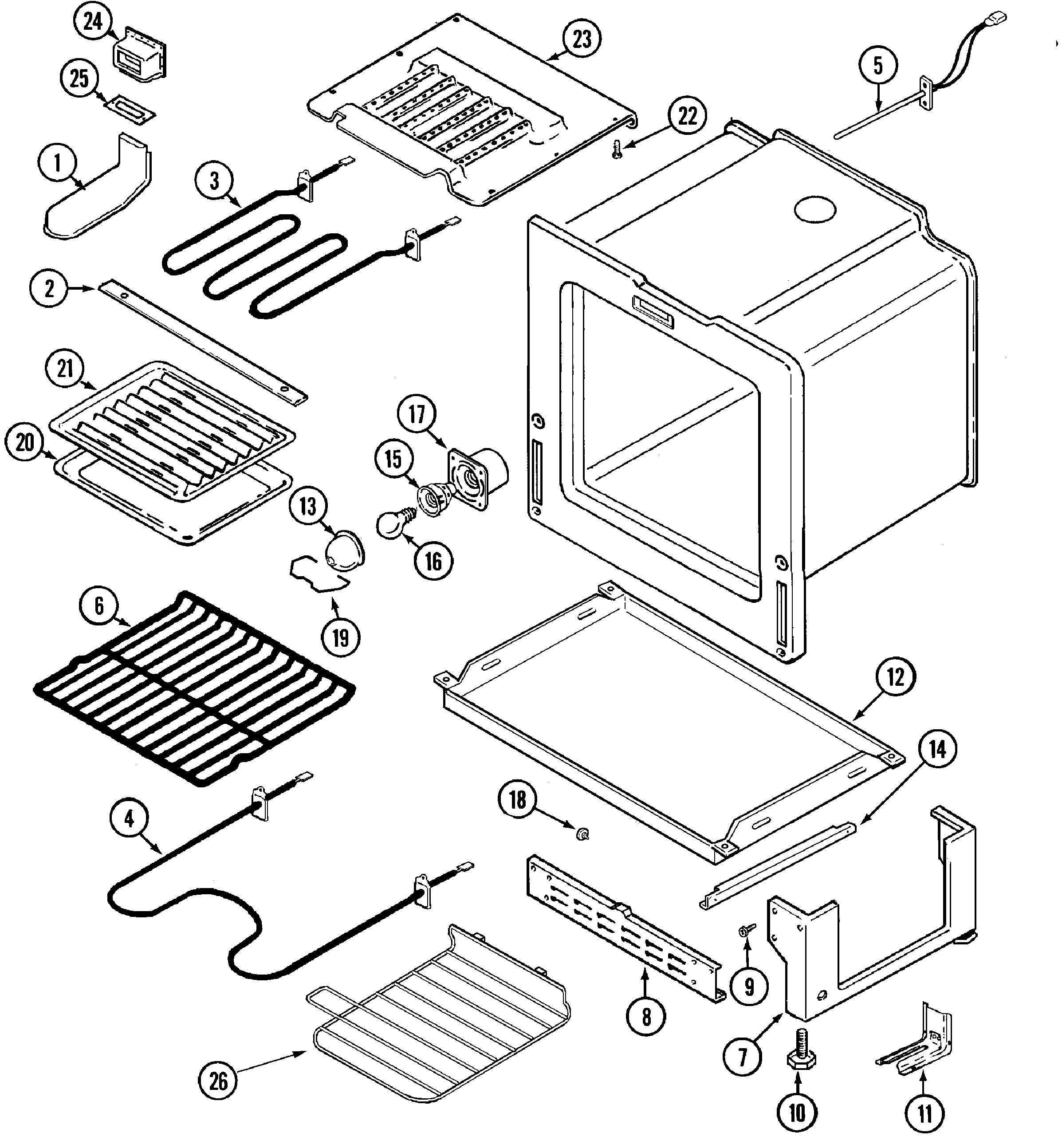 Maytag MER5721BAF oven/base diagram