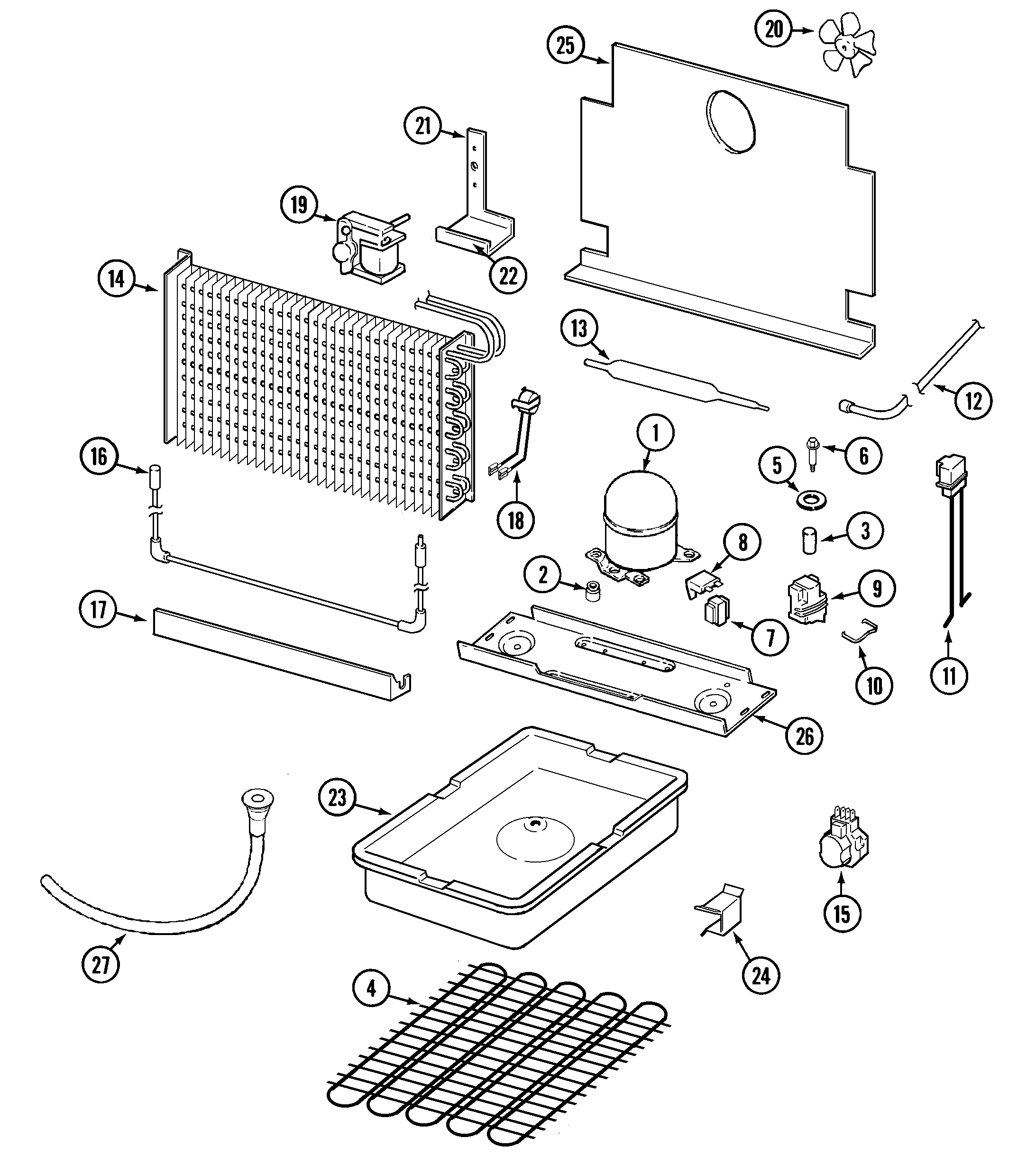 Maytag CFU2046ARW unit compartment & system diagram