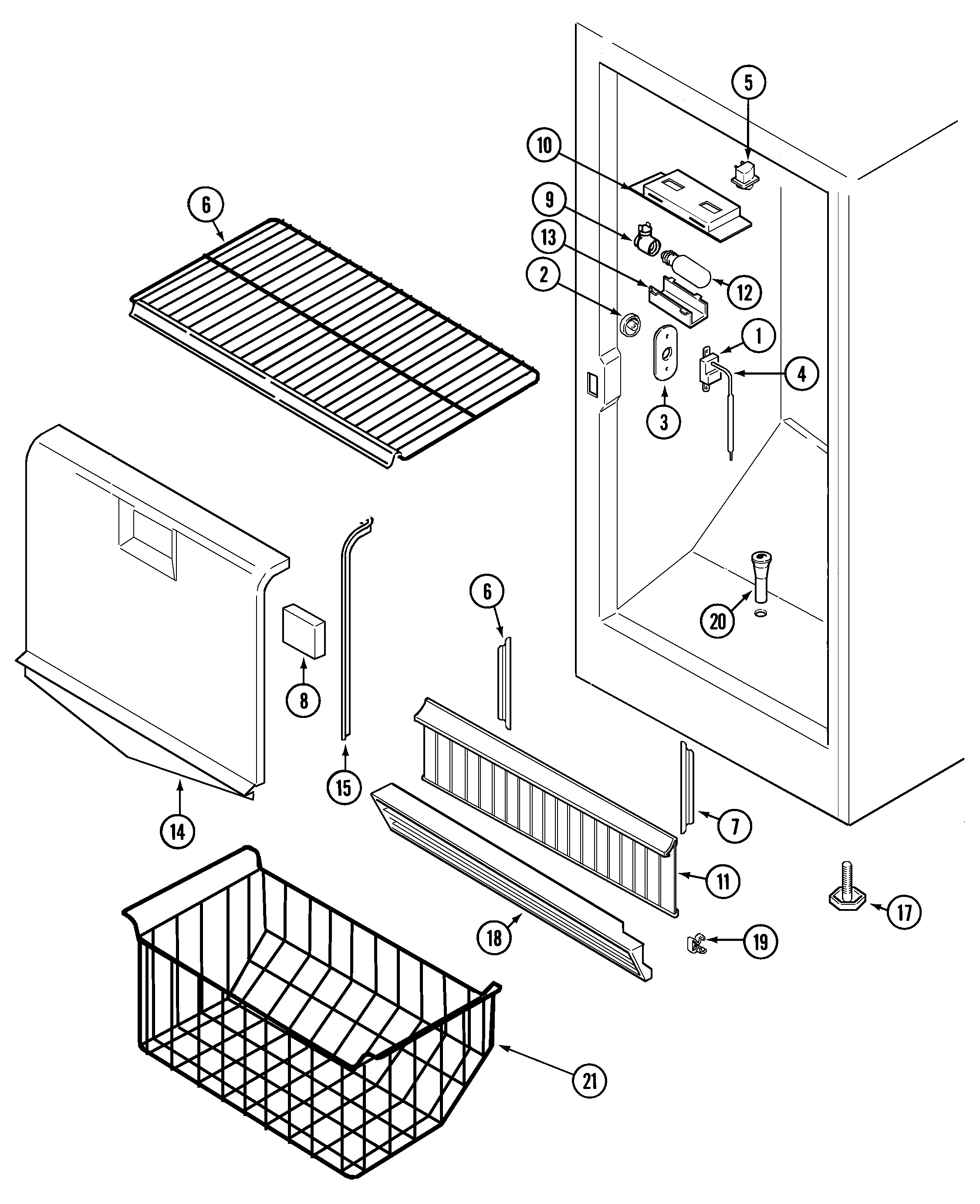 Maytag CFU2046ARW freezer compartment diagram