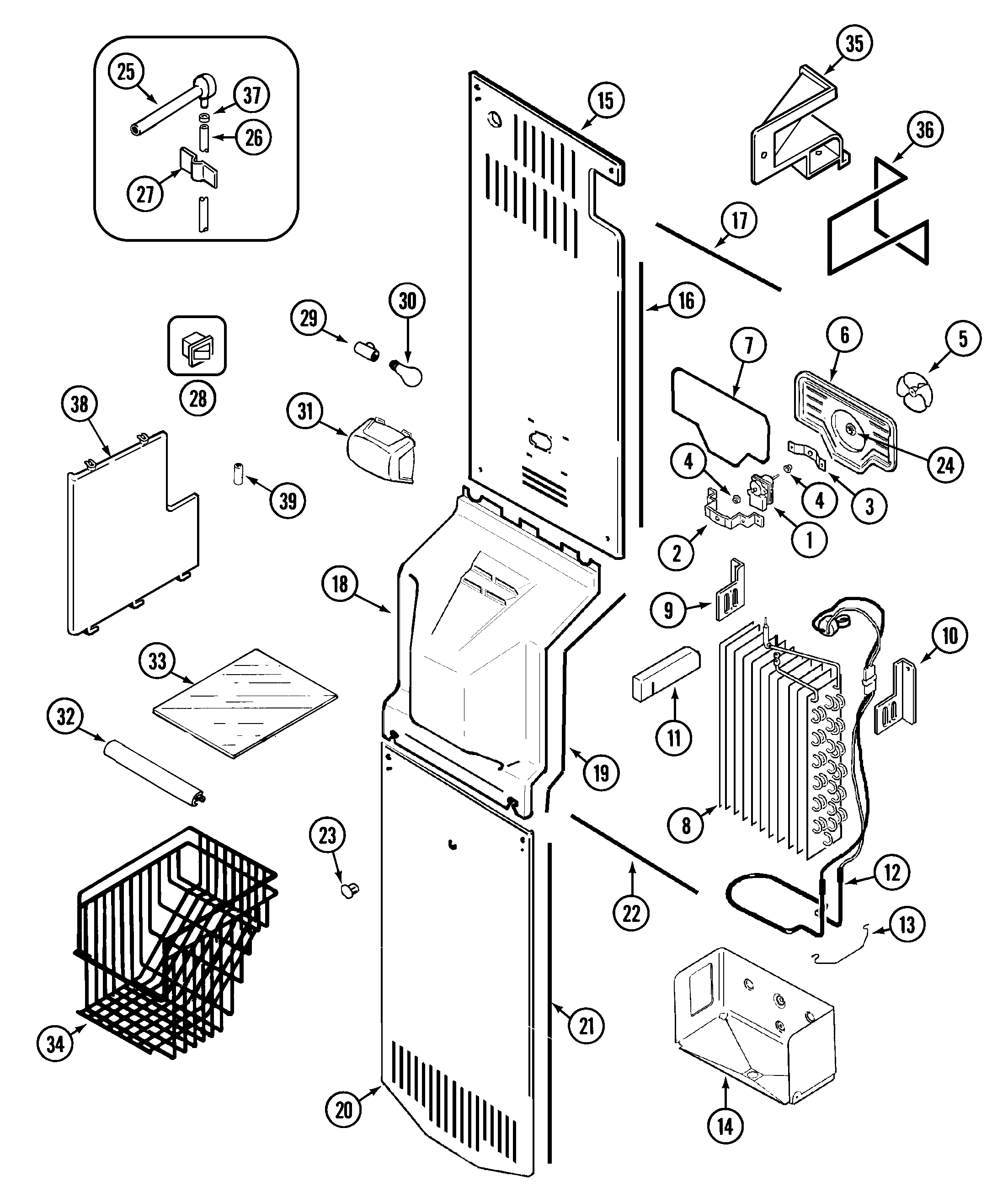 Maytag MSD2754FRW freezer compartment diagram
