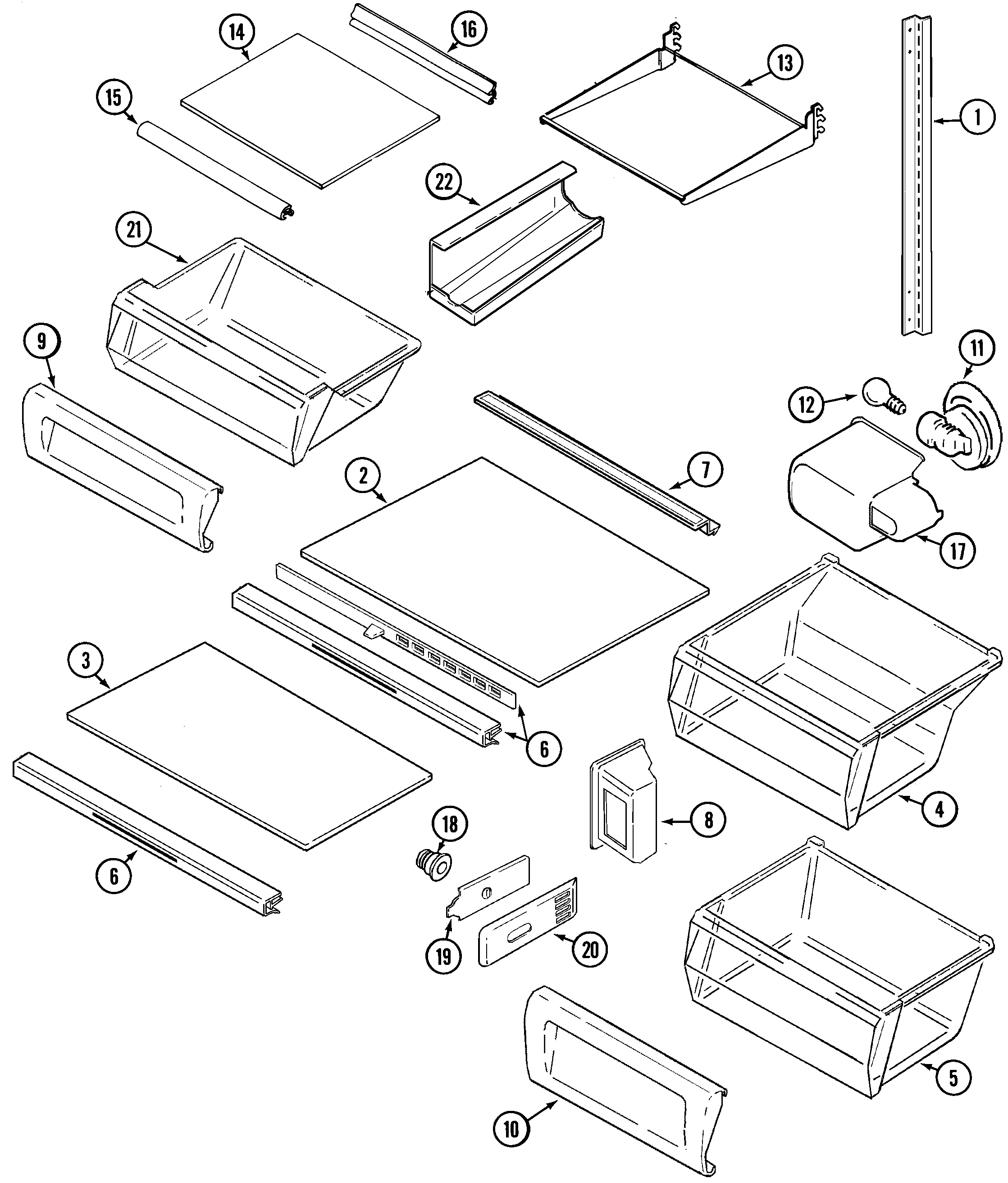Maytag MSD2754FRQ shelves & accessories diagram